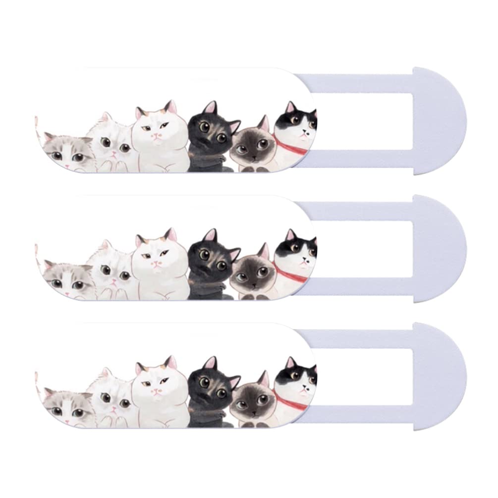 SOLUSTRE 3-Pack Camera Cover for Phone & Laptop - Slide Design Privacy Protector, Cute Cartoon Cat Style | Perfect for Zoom Meetings, Online Classes & Secure Web Browsing