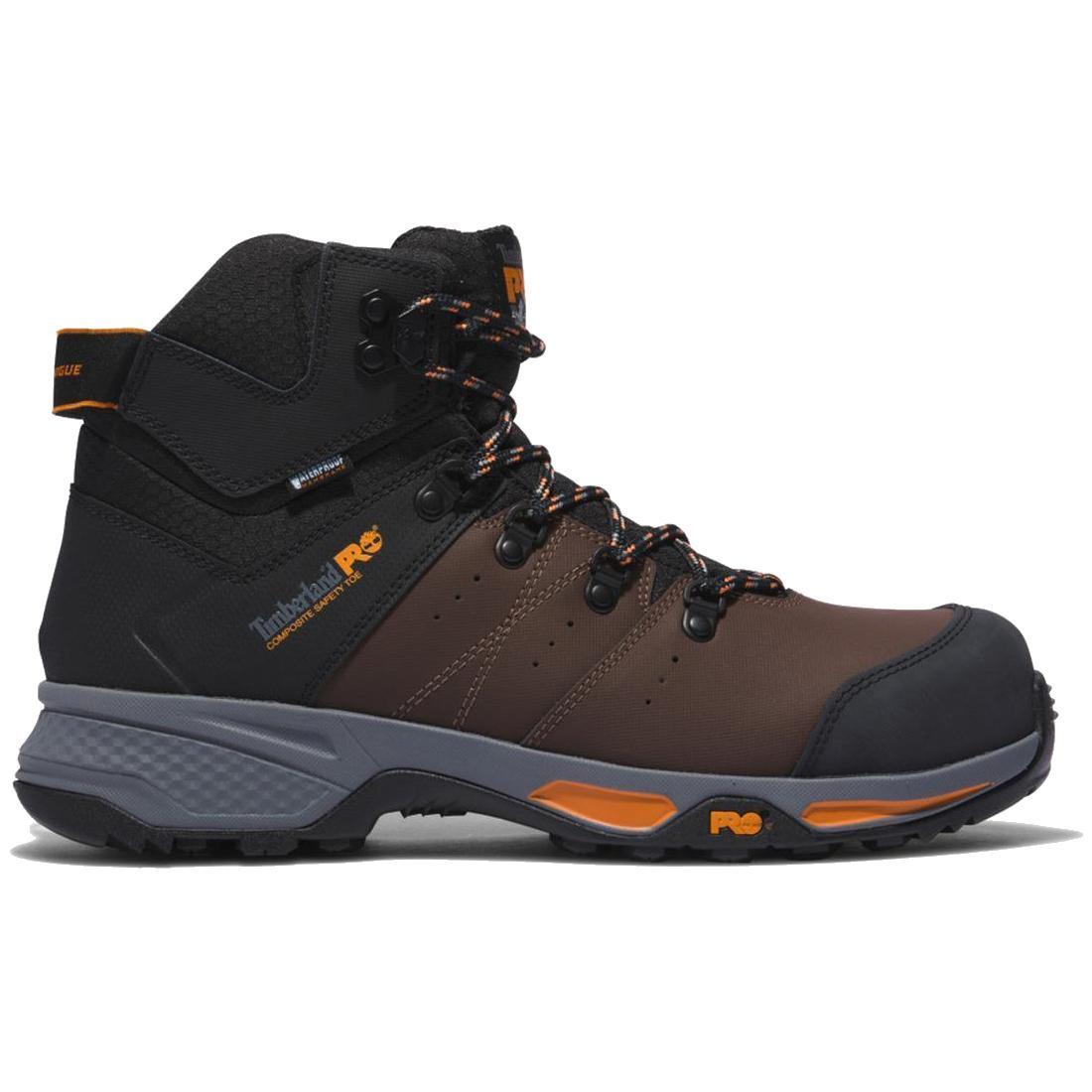 Switchback 6 Inch Composite Toe Waterproof Work Boots for Men - Brown Safety Shoes for Construction, Hiking & Outdoor Work