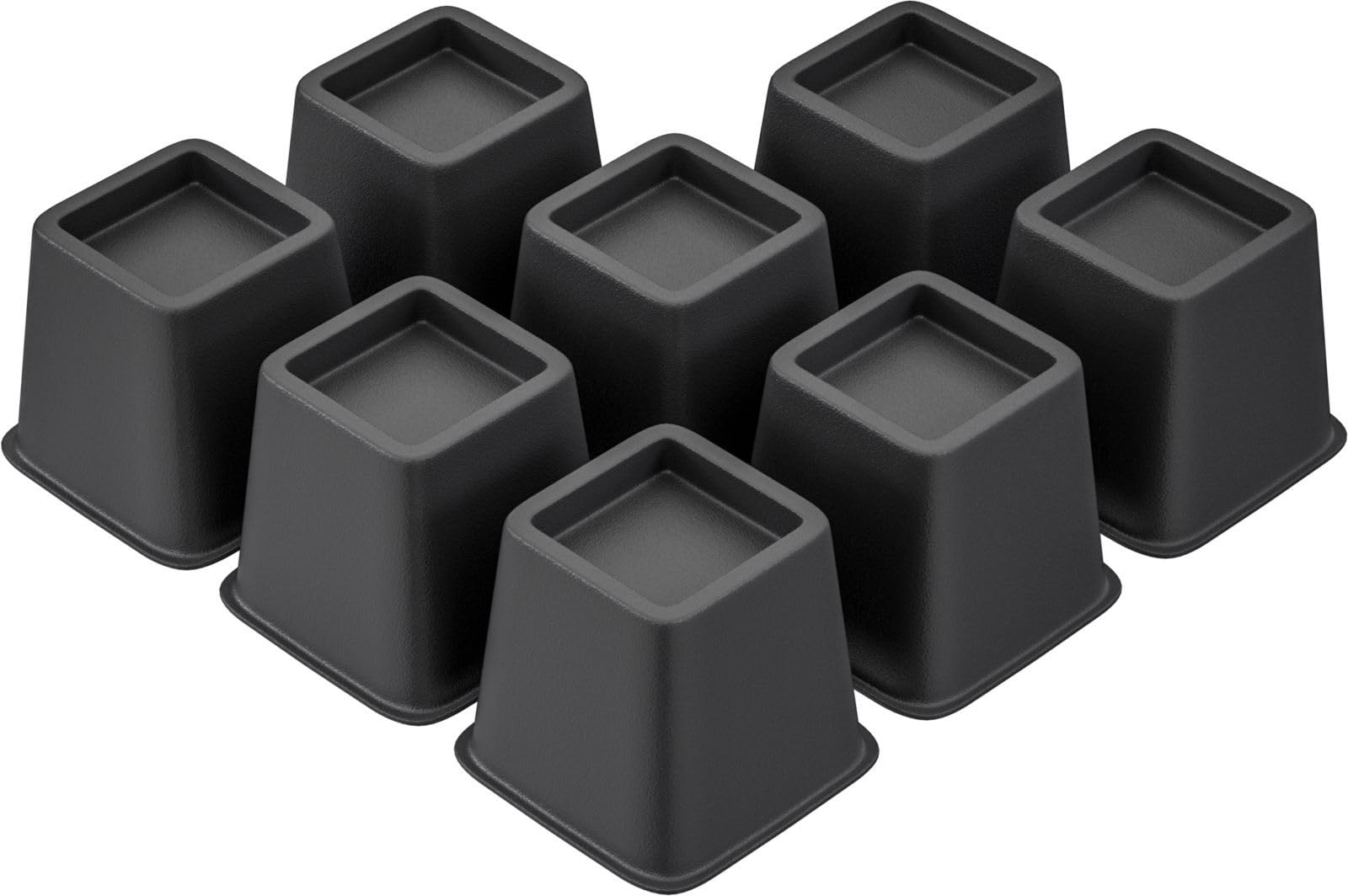 TomGear 3 Inch Heavy Duty Bed Furniture Risers - 8 Pack Black Bed Lifts for Bed, Couch, Sofa, Desk, Chair & Table Leg Extenders - Perfect for Storage, Leveling & Creating Extra Space Under Furniture
