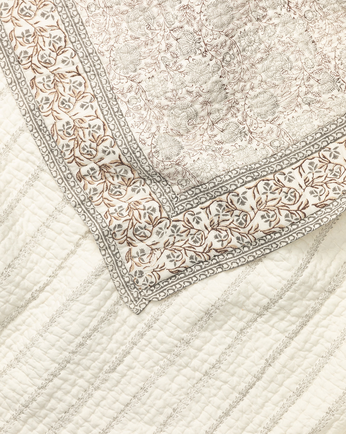Tulare Block Print Quilt - Handmade Cotton Bedspread with Traditional Indian Design - Perfect for Boho Bedroom Decor, Cozy Throw Blanket, or Unique Gift Idea