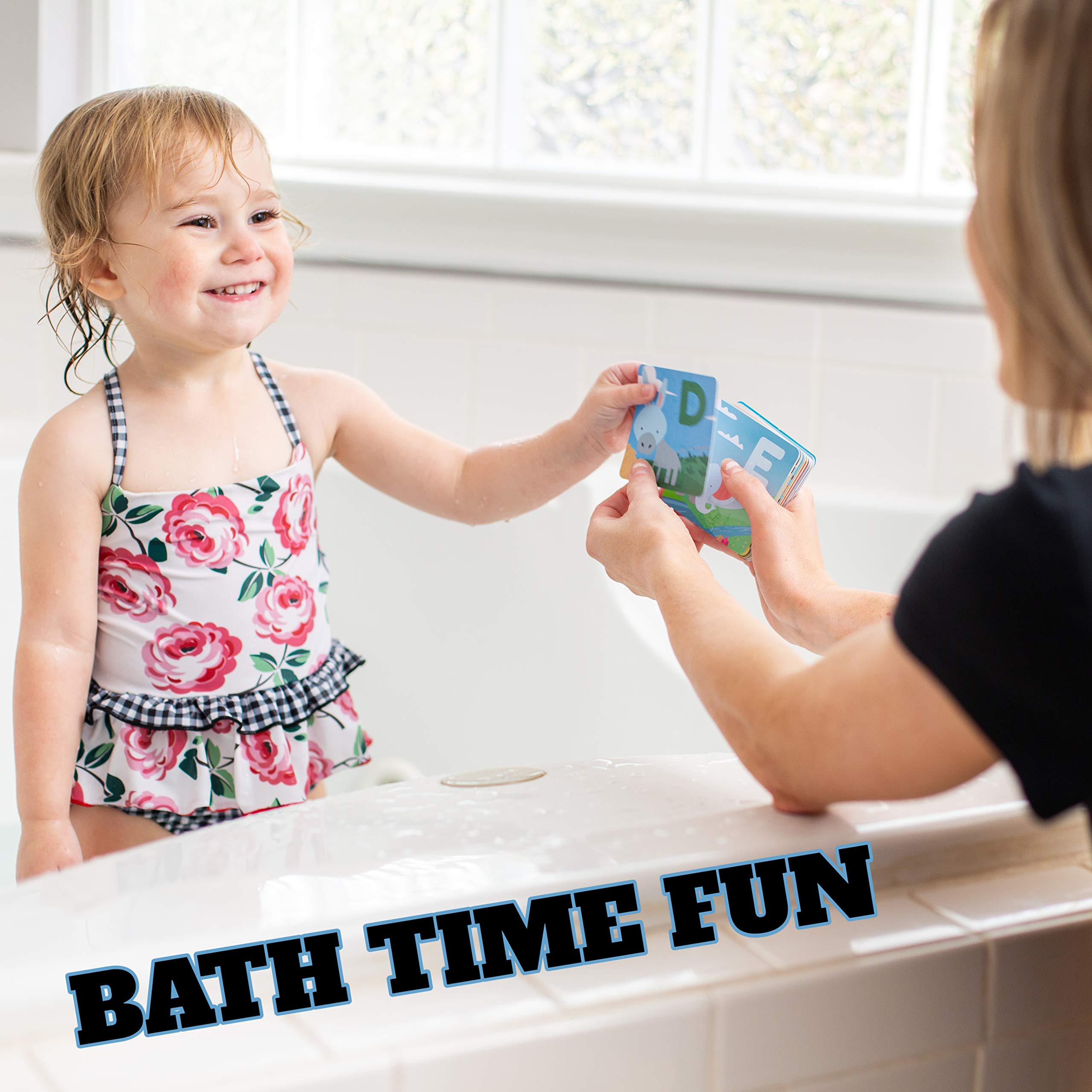 **SplashEZ Waterproof Bath Toys & Flashcards for Toddlers - 26 Alphabet Letters, Animal Words, Baby Bath Books - ABC Learning for Preschool & Kindergarten - Letter & Picture Recognition - Fun Educational Bath Time Activity**