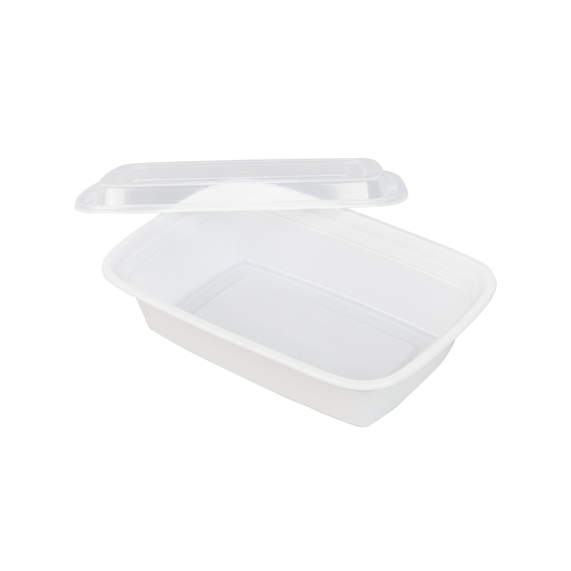 38 oz White Plastic To Go Containers with Clear Lids - 50 Pack, Microwave Safe Rectangle Food Storage Boxes (8.75