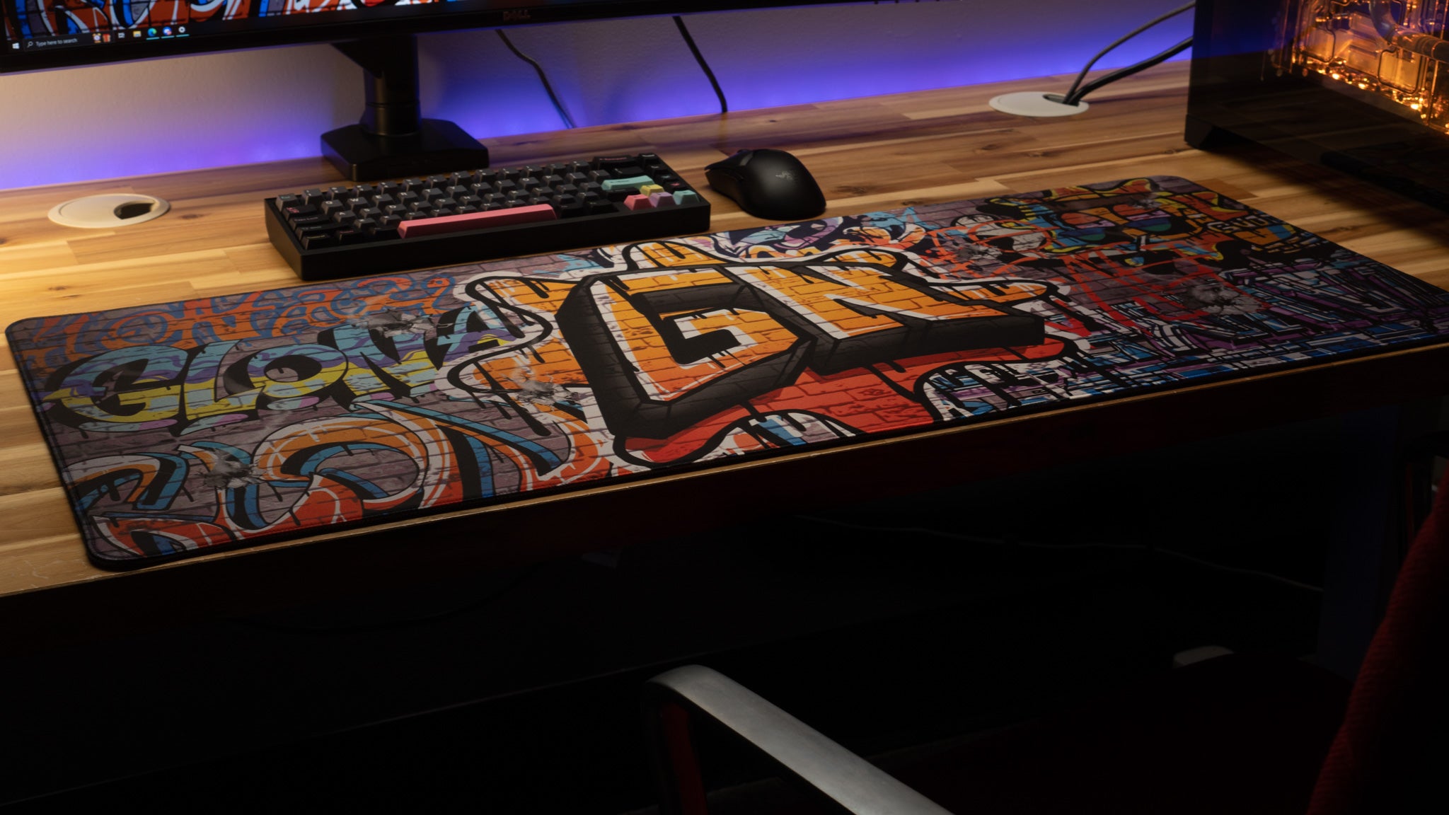 Glo Navy Graffiti Gaming Mouse Pad - Large Non-Slip Desk Mat for PC, Mac & Laptop - Perfect for Gamers, Content Creators & Office Work