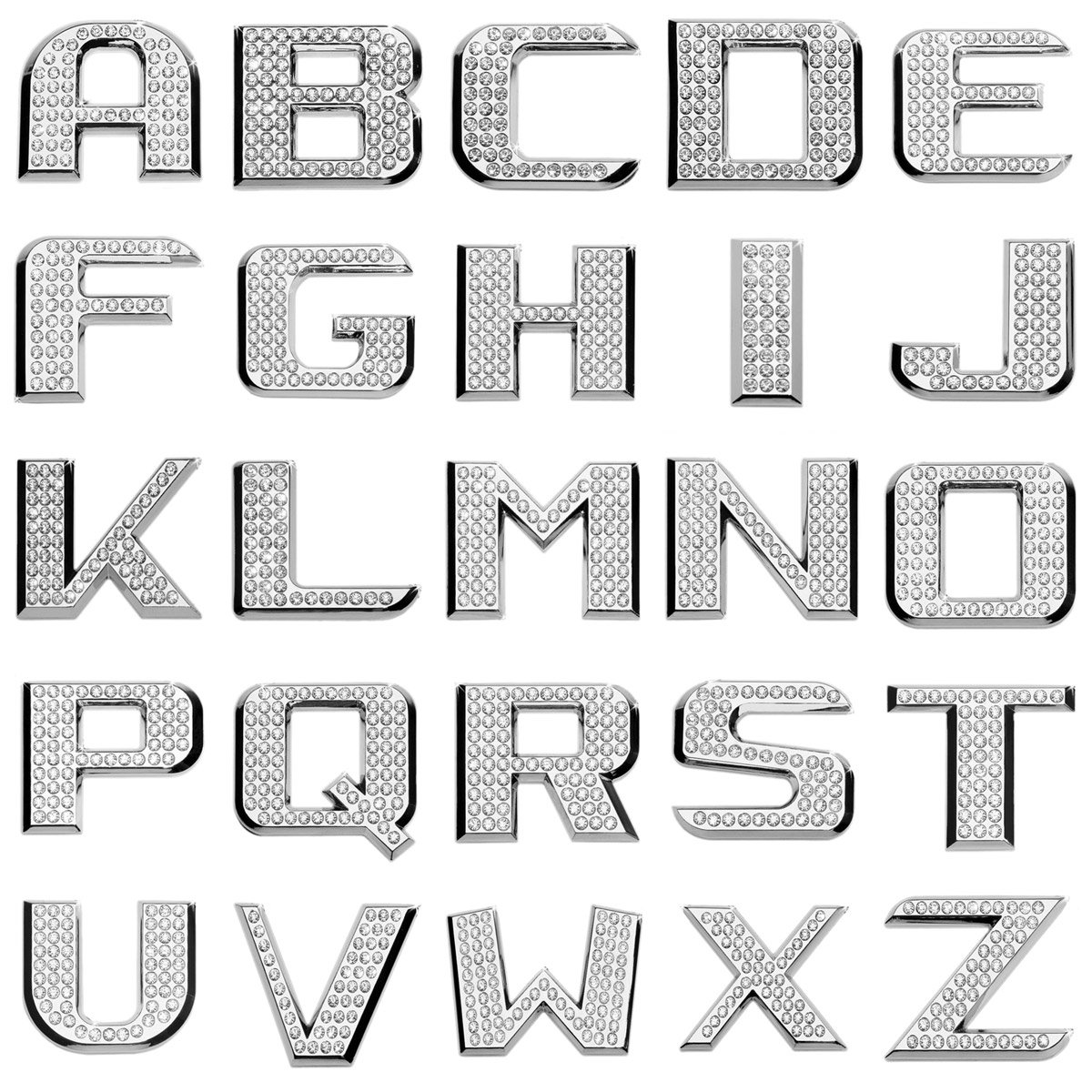 Luxbling 3D Chrome Car Letters with Swarovski Crystals for Luxury Cars