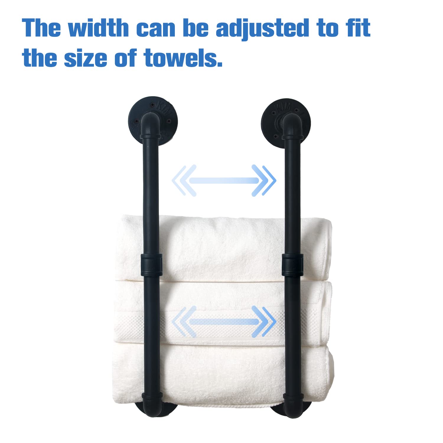 HouseAid Industrial Pipe Towel Rack - Vintage Farmhouse Bathroom Towel Holder & Storage Organizer - Wall Mounted Matte Black - Perfect for Rustic Bathrooms, Laundry Rooms & Kitchen Towel Organization