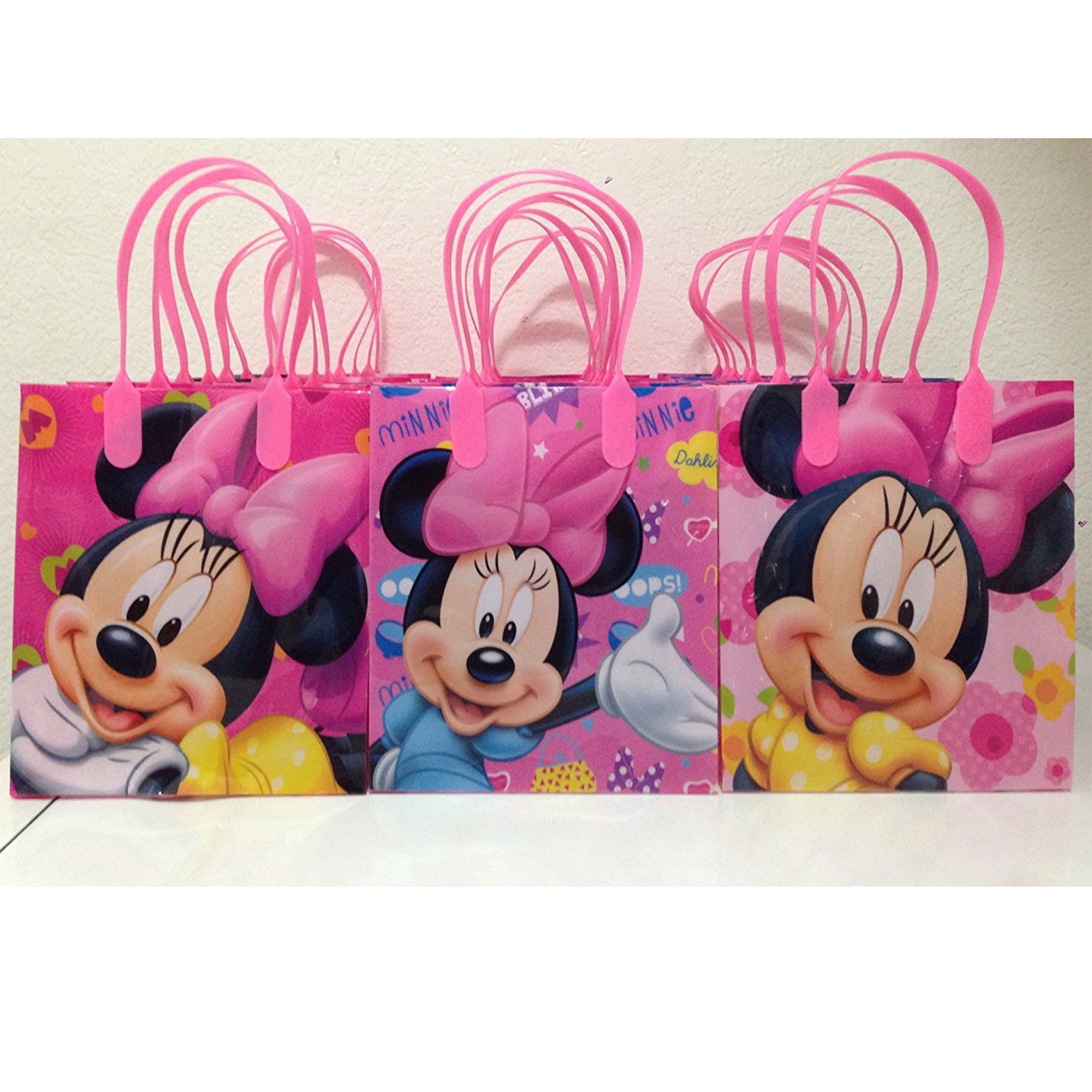 Disney Minnie Mouse Premium Party Favor Bags - 12 Pack Small Gift Bags for Birthday, Baby Shower & Wedding Favors - Cute Goodie Bags for Kids Party Supplies & Celebration Events