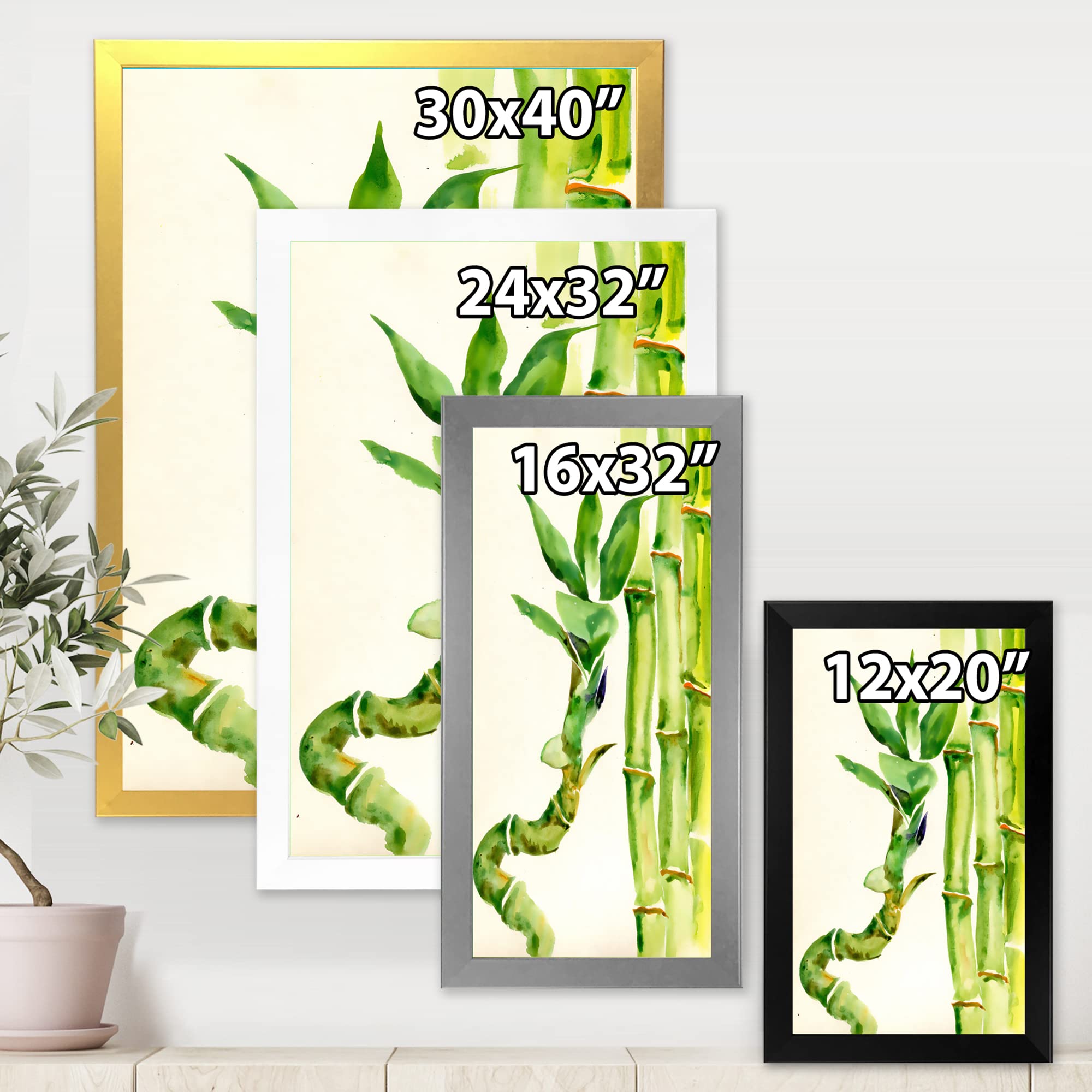 Bamboo Branches In The Forest VI Tropical Framed Wall Art - Nature Inspired Home Decor for Living Room, Bedroom & Office