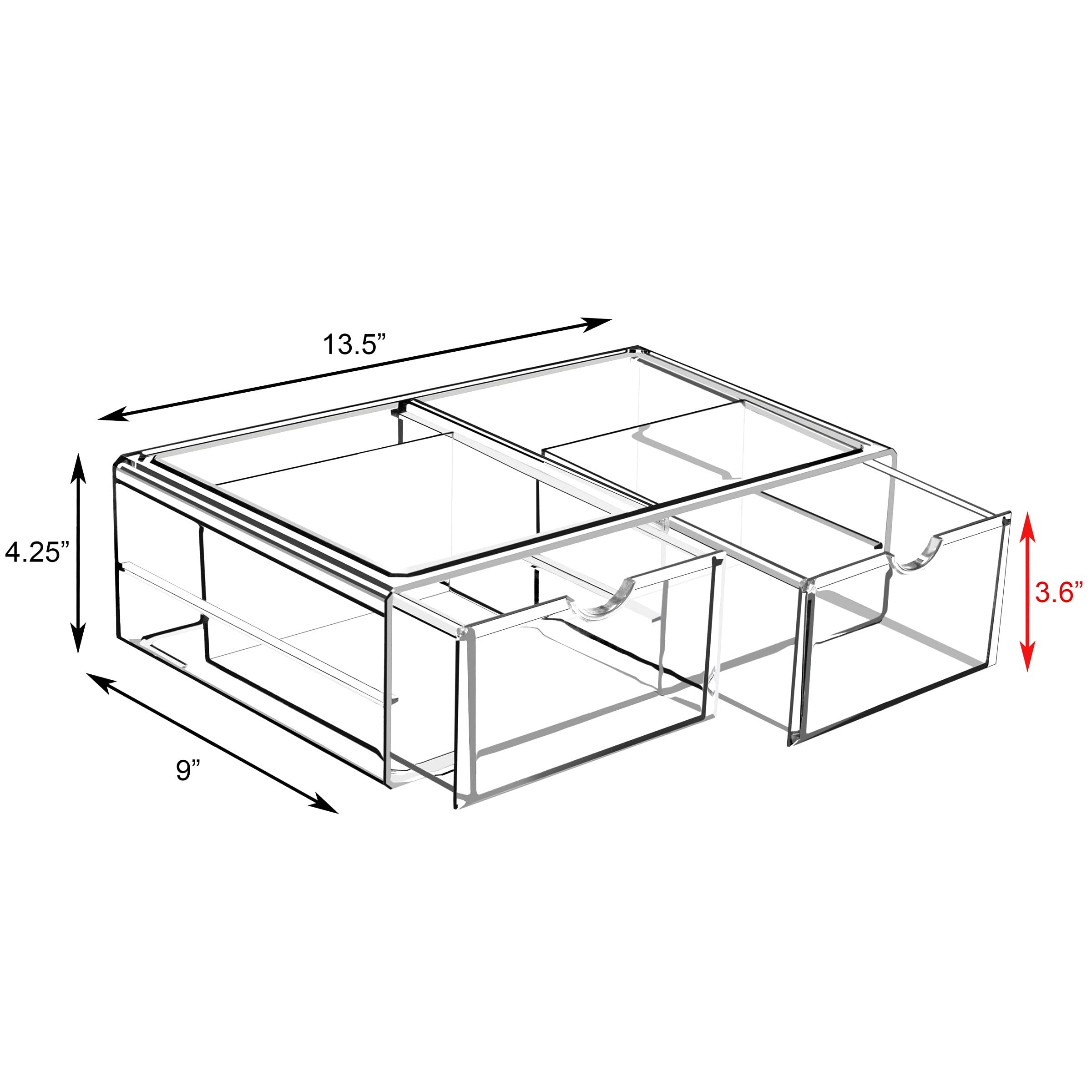 Sorbus Large Stackable Acrylic Drawers - 2 Clear Plastic Storage Organizer for Makeup, Nail Polish, Hair Accessories & Beauty Supplies - Vanity & Bathroom Countertop Organizer - Perfect for Bedroom, Salon & Travel Cosmetics Storage