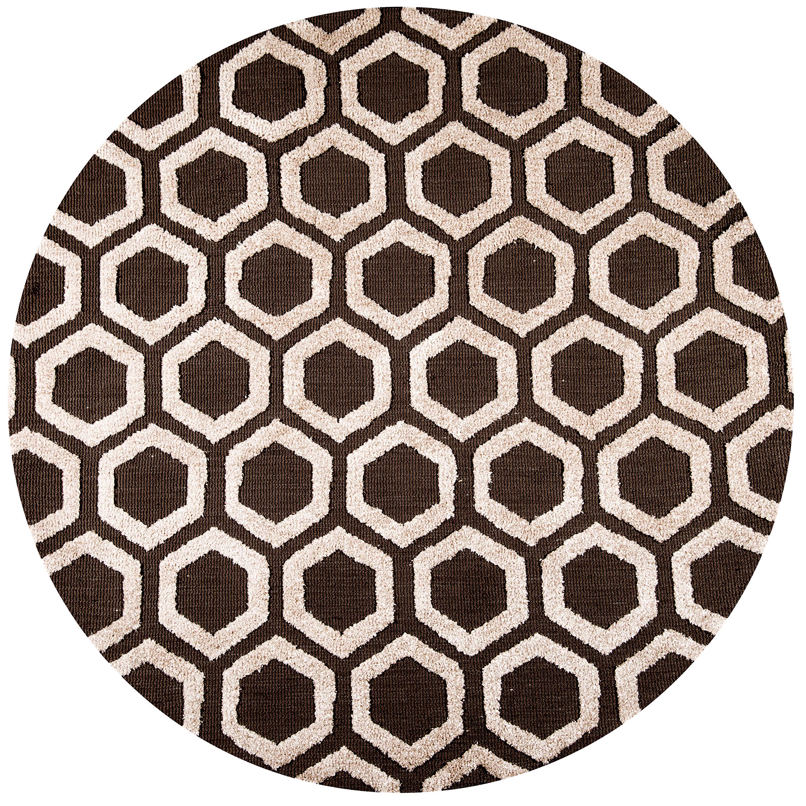 Heavenly Collection Hand Tufted Transitional Round Area Rug 4' Taupe - Perfect for Living Room, Bedroom & Office Decor