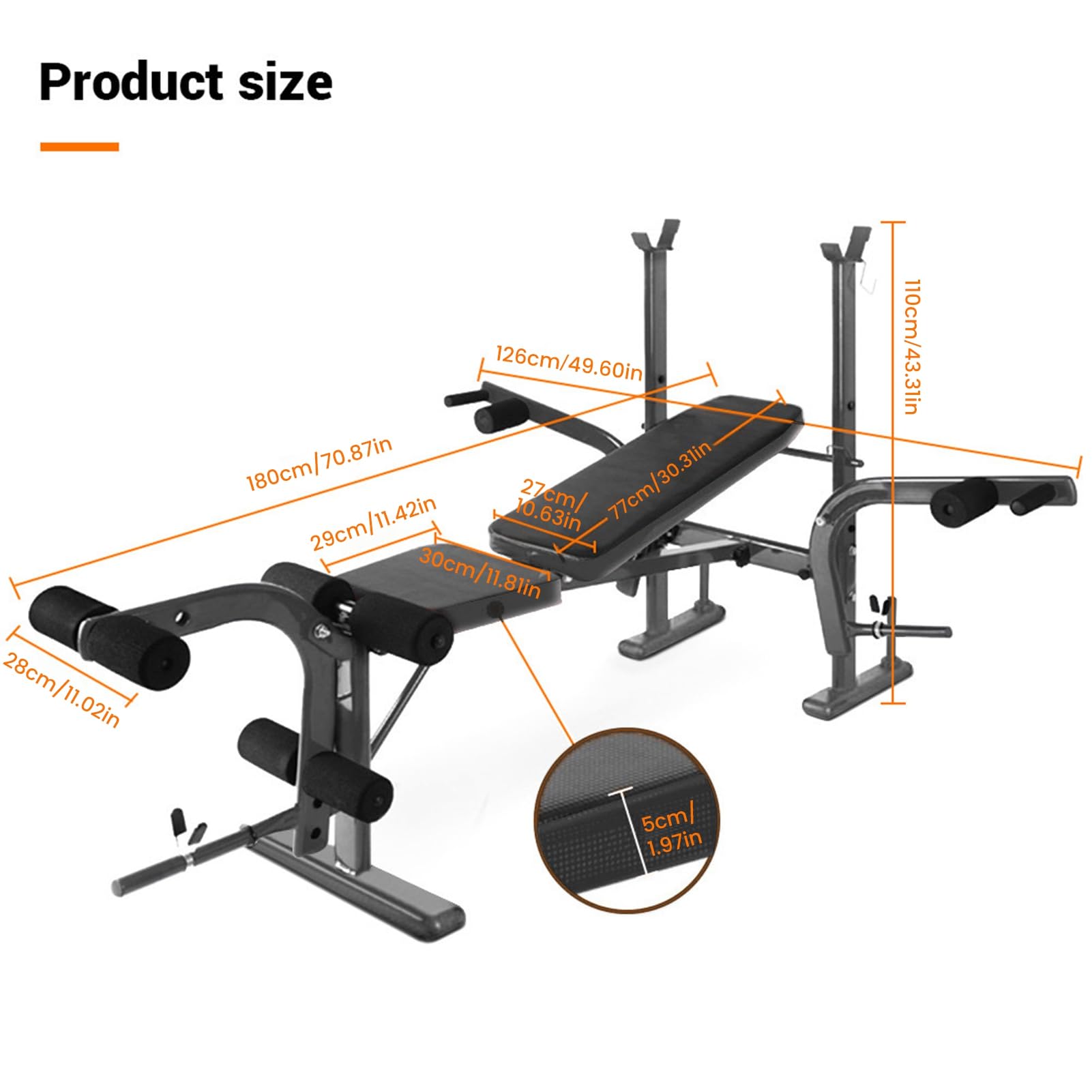 **Adjustable Weight Bench for Home Gym - Standard Weight Bench with Preacher Curl Pad & Leg Developer - Full Body Workout Equipment for Strength Training & Fitness - Perfect for Squats, Bench Press & Leg Workouts**