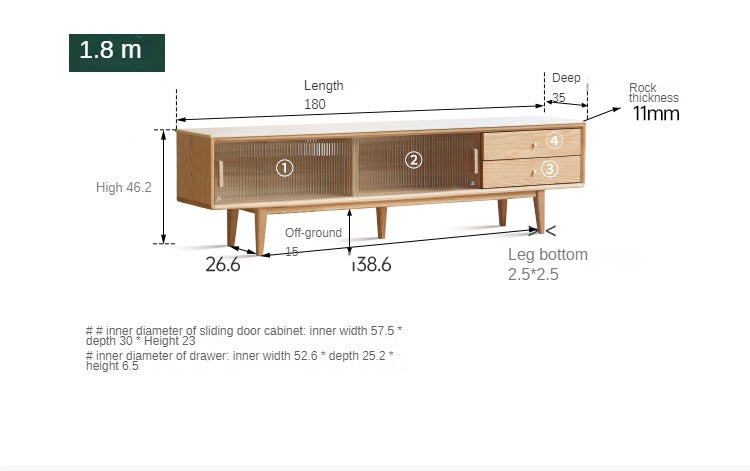 Solid Oak Wood Modern Storage Cabinet with Rock Plate - Stylish Home Organization for Living Room, Bedroom & Office
