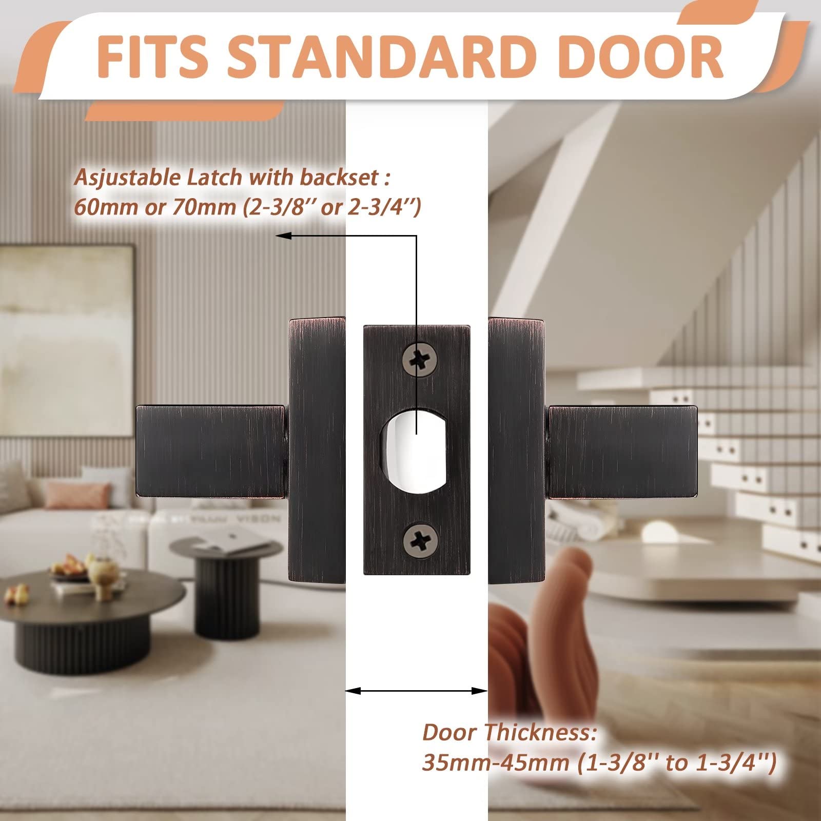 5 Pack Oil Rubbed Bronze Passage Door Knobs Set - Non-Locking Interior Door Lever Handles for Hallway, Closet & Bedroom Doors | Keyless Entry, Smooth Operation & Easy Installation | Perfect for Home, Office & Commercial Spaces