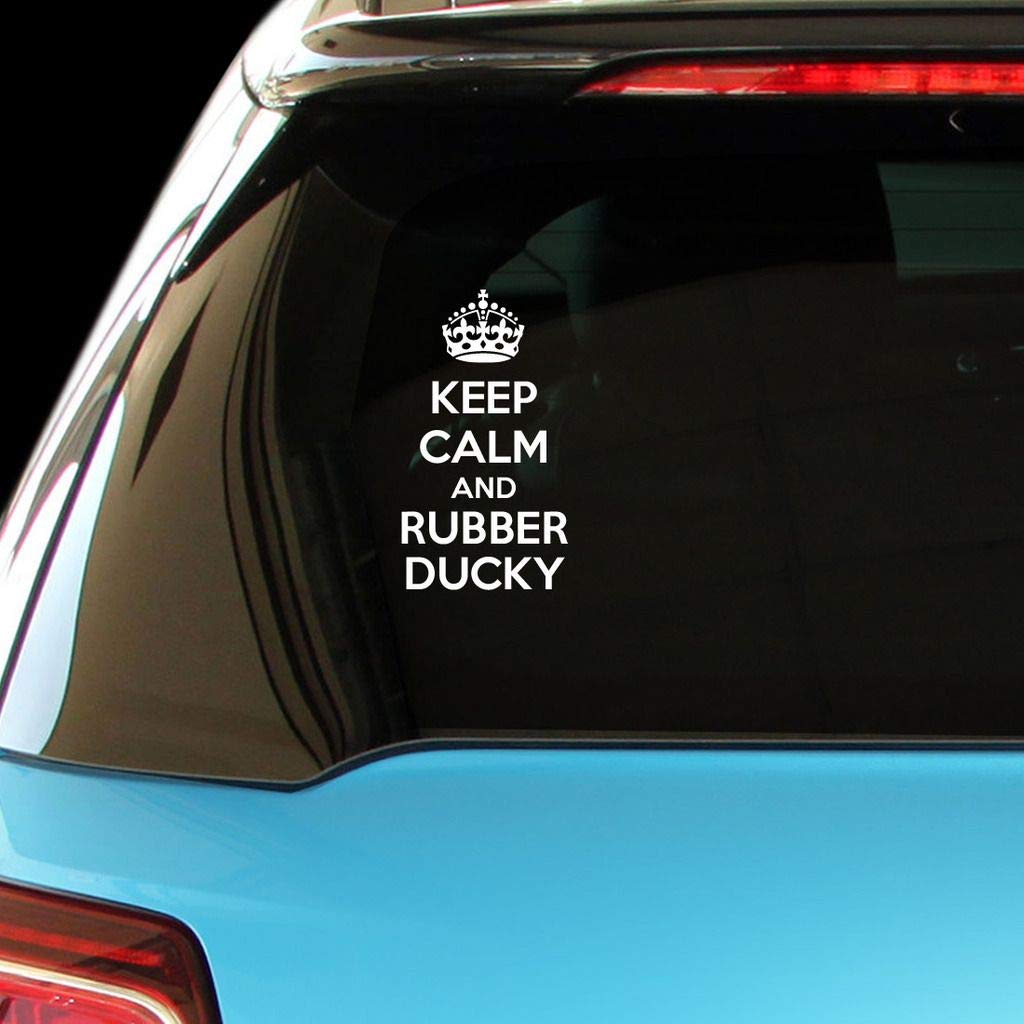 Funny Keep Calm and Rubber Ducky Vinyl Decal for Car, Laptop, Wall - Waterproof Sticker for Home, Office, School Decor