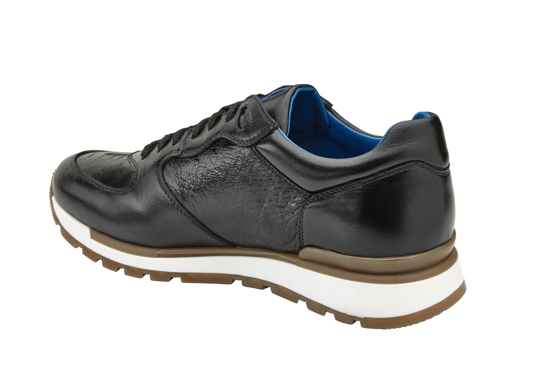 Belvedere Bobo Genuine Ostrich Leather & Italian Calfskin Sneakers - Black G01 | Luxury Men's Casual Shoes for Business & Night Out