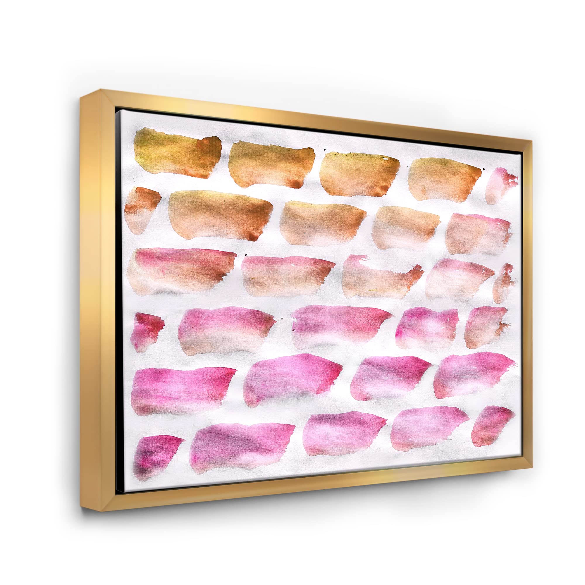 Abstract Pink and Dark Yellow Brushes Framed Canvas Wall Art - Modern Home Decor for Living Room, Bedroom & Office