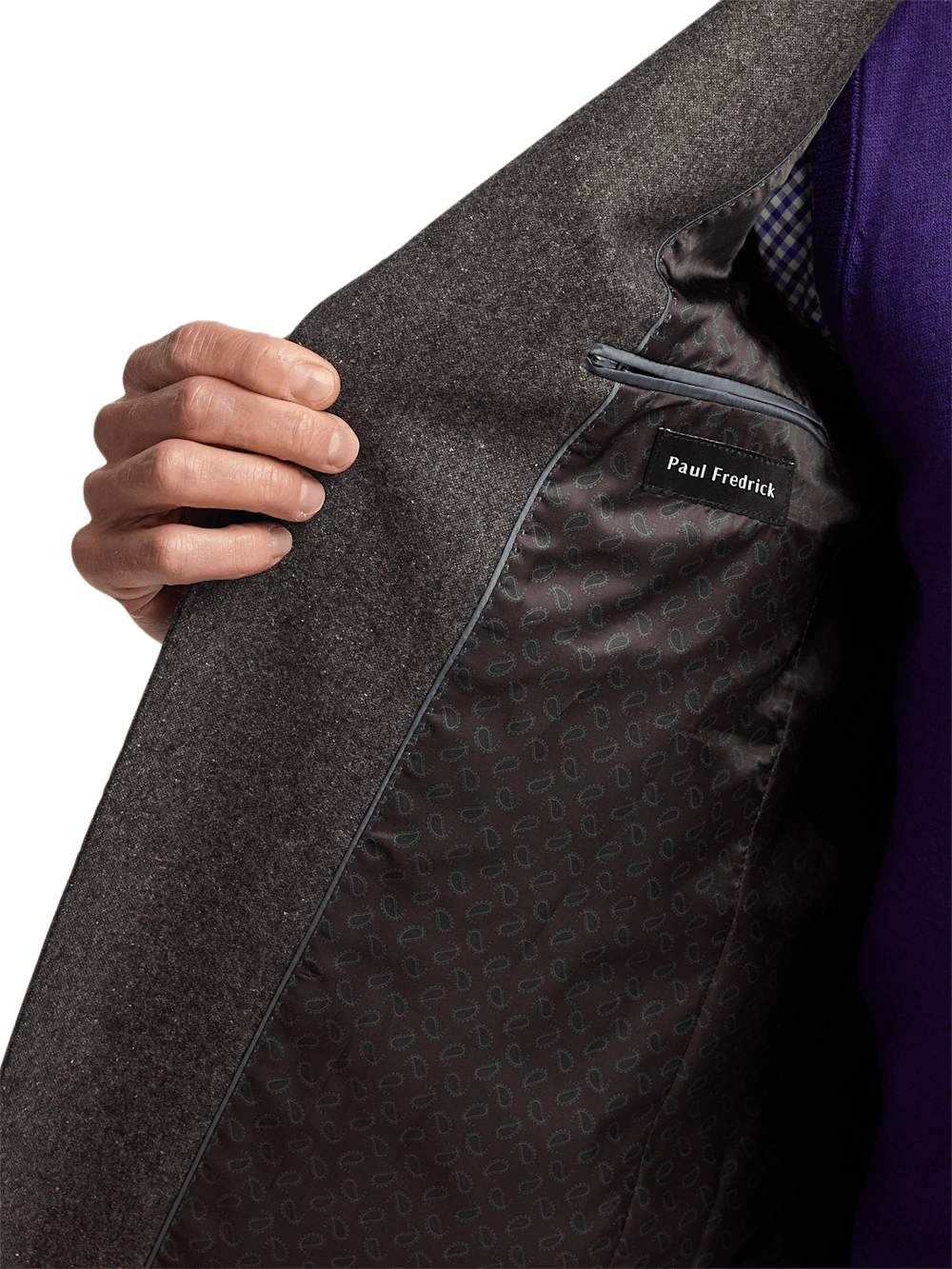 Premium Wool Blend Donegal Single Breasted Notch Lapel Sport Coat for Men - Charcoal Gray Business Casual Blazer for Office, Weddings & Formal Events