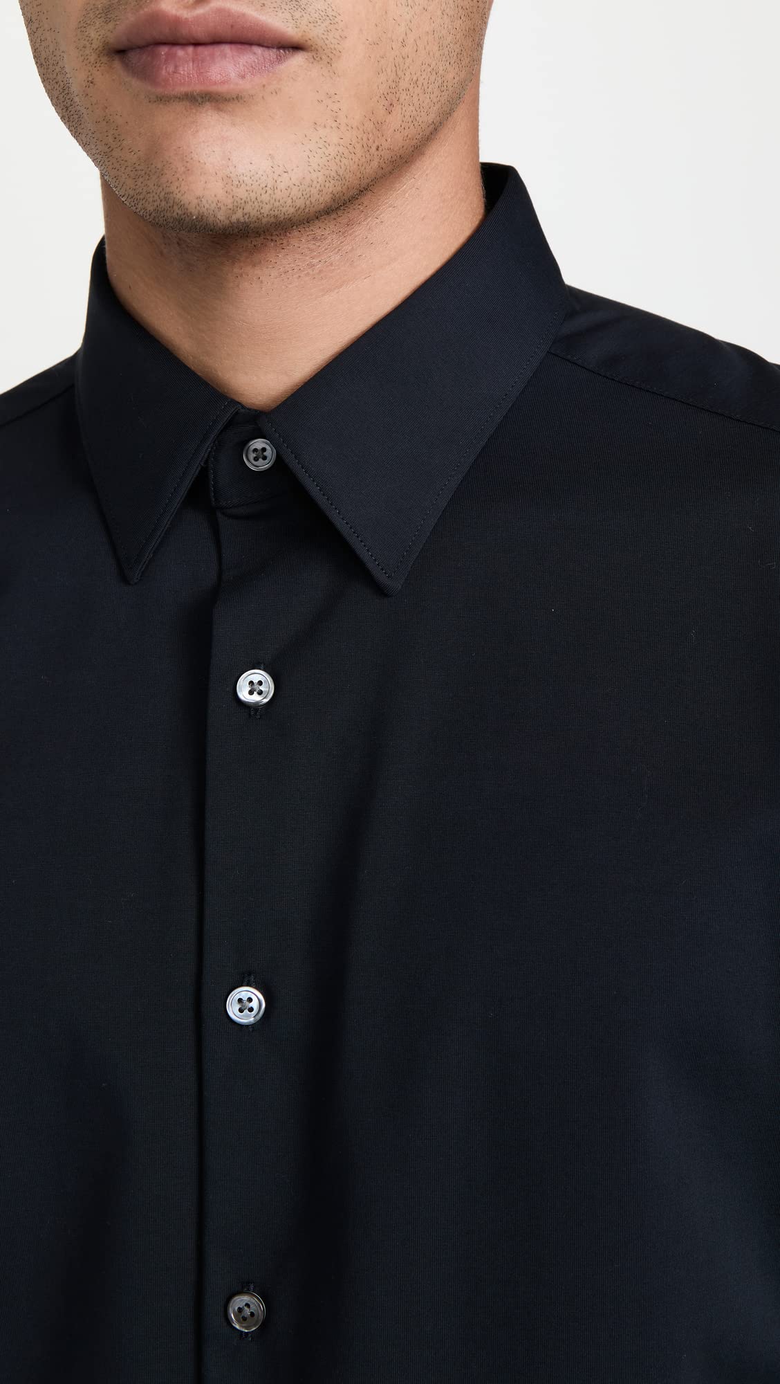 Theory Men's Sylvain Structure Knit Shirt - Slim Fit Stretch Cotton Dress Shirt for Business Casual & Office Wear