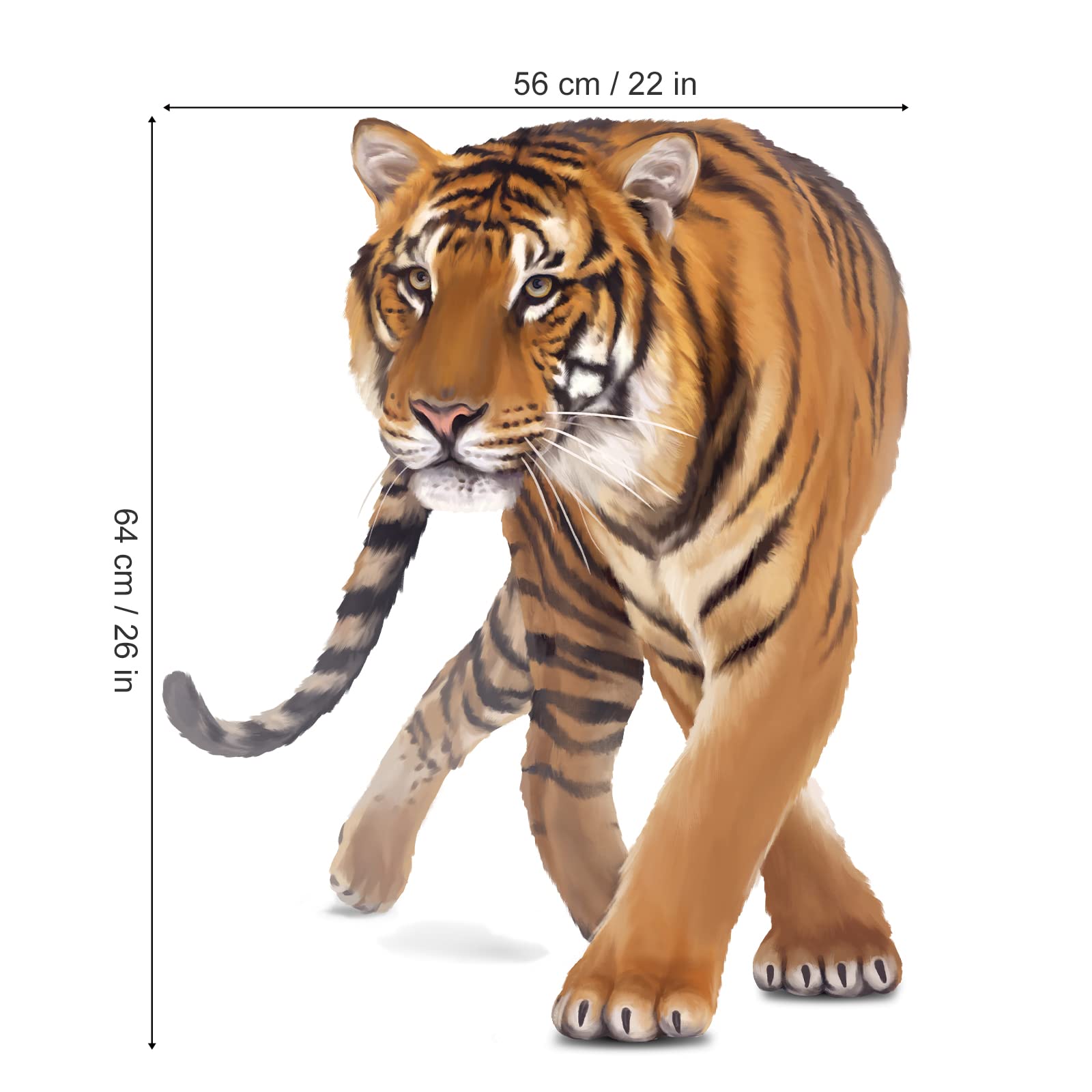Wondever Walking Tiger Wall Stickers - Jungle Animals Peel and Stick Wall Decals for Kids Room, Nursery, Playroom & Bedroom Decor - Perfect for Jungle Theme Parties & Wildlife Lovers