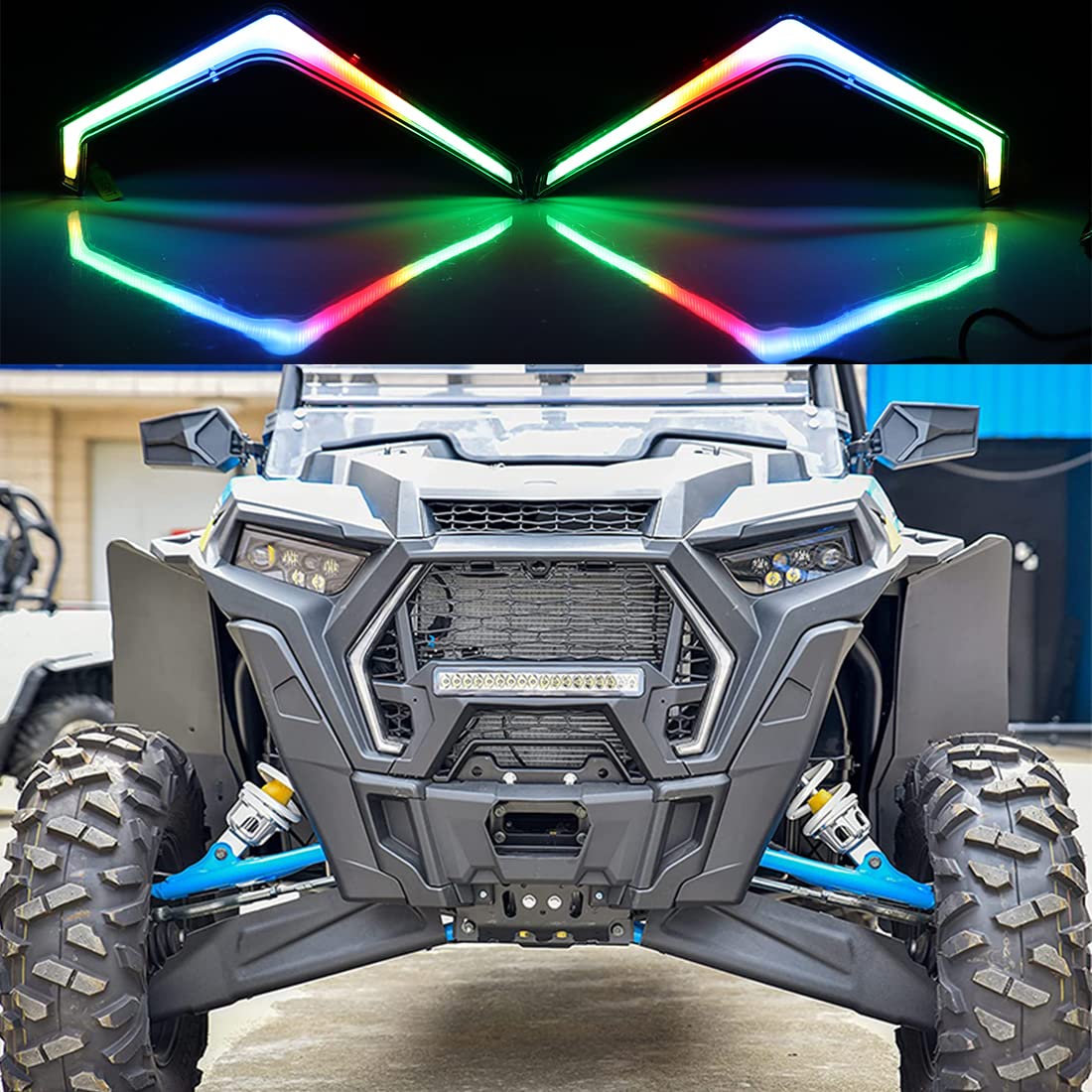 Polaris RZR XP 1000/XP Turbo LED Fang Lights Kit - Amber Turn Signal & RGB Color Changing DRL with App & Remote Control - Off-Road ATV UTV Accessories for Night Riding & Trail Adventures