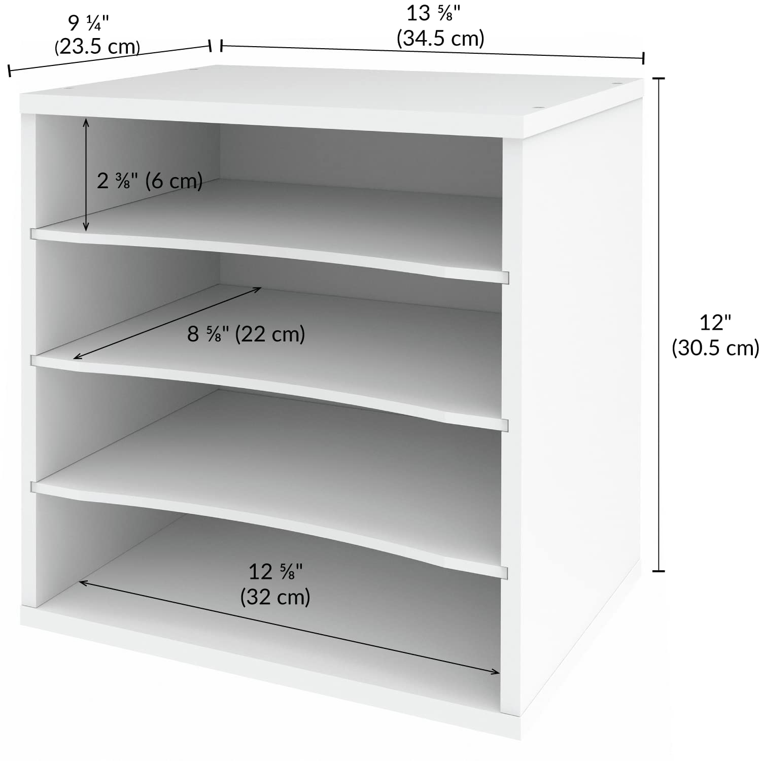 Ballucci 4-Tier Stackable Paper Organizer Tray - White Desk Storage Shelves for Letter, Documents & Files - Perfect for Office, Classroom & Home Workspace Organization