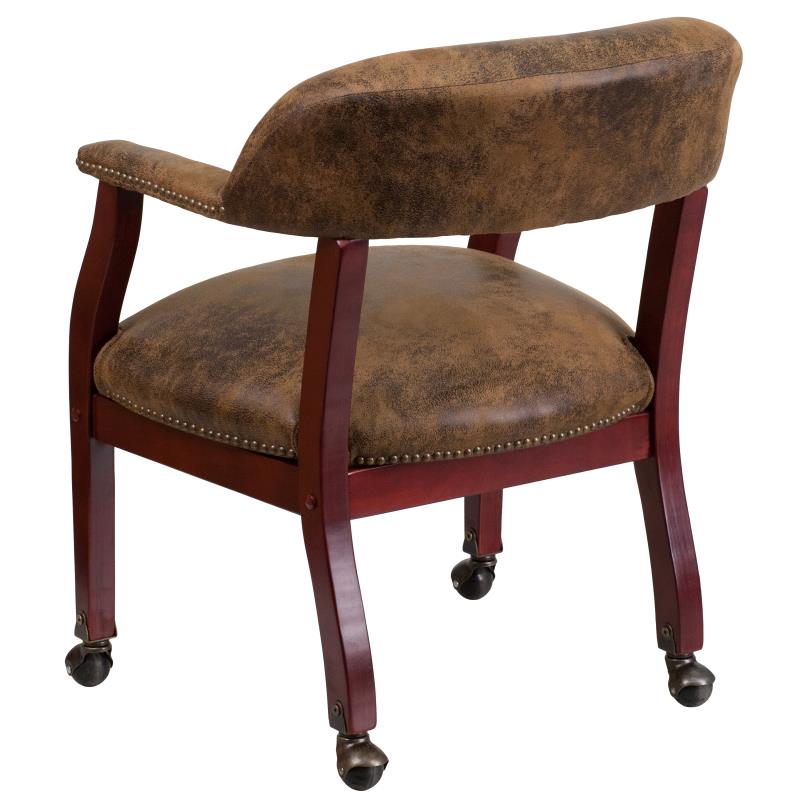 Premium Brown Bomber Jacket - Luxurious Conference Chair with Accent Nail Trim & Smooth Casters (B Z100 Fabric) - Perfect for Office Meetings, Home Office & Executive Workspaces