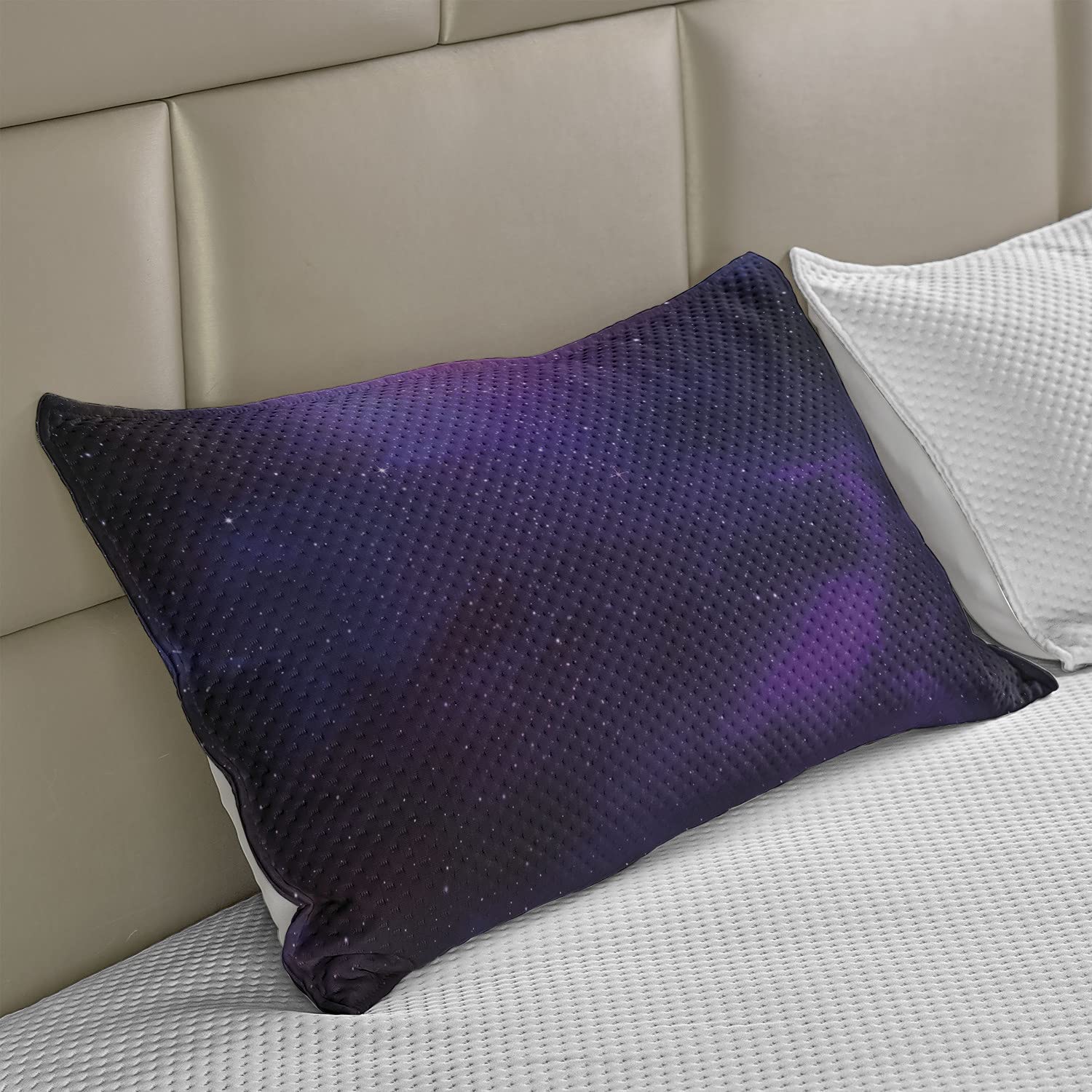 Ambesonne Galaxy Nebula Knitted Quilt Pillow Cover - Deep Space Star Clusters & Milky Way Constellation Design, Standard Queen Size 30