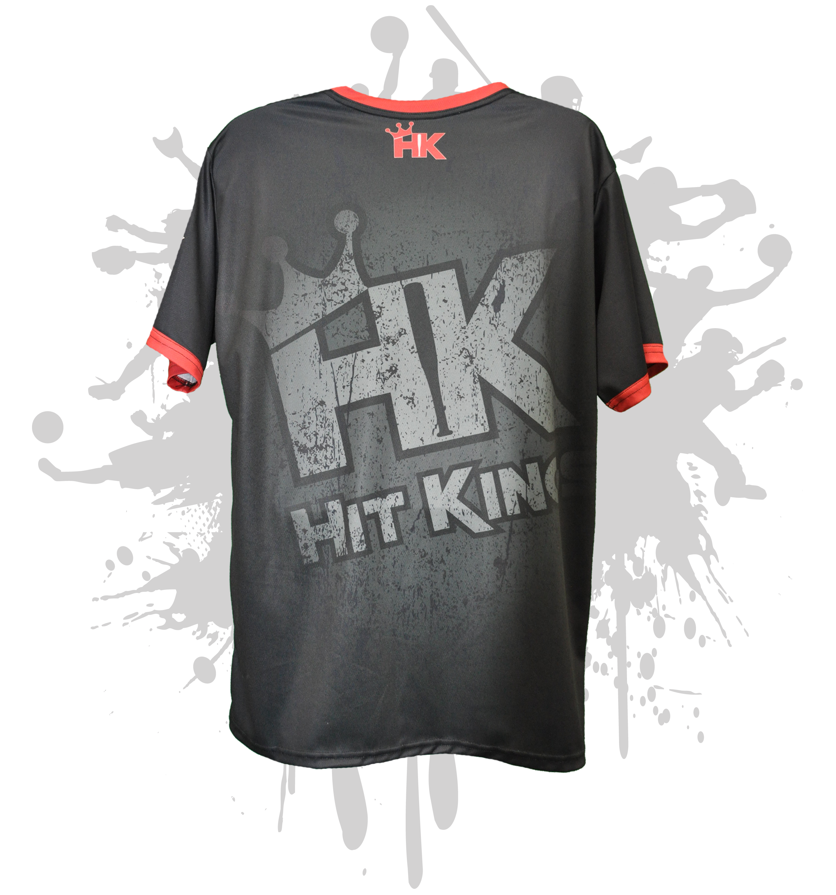 Hit Kings Bearded Skull Men's Full Dye Baseball Jersey - Black/Red - Perfect for Baseball Games, Sports Events & Casual Streetwear