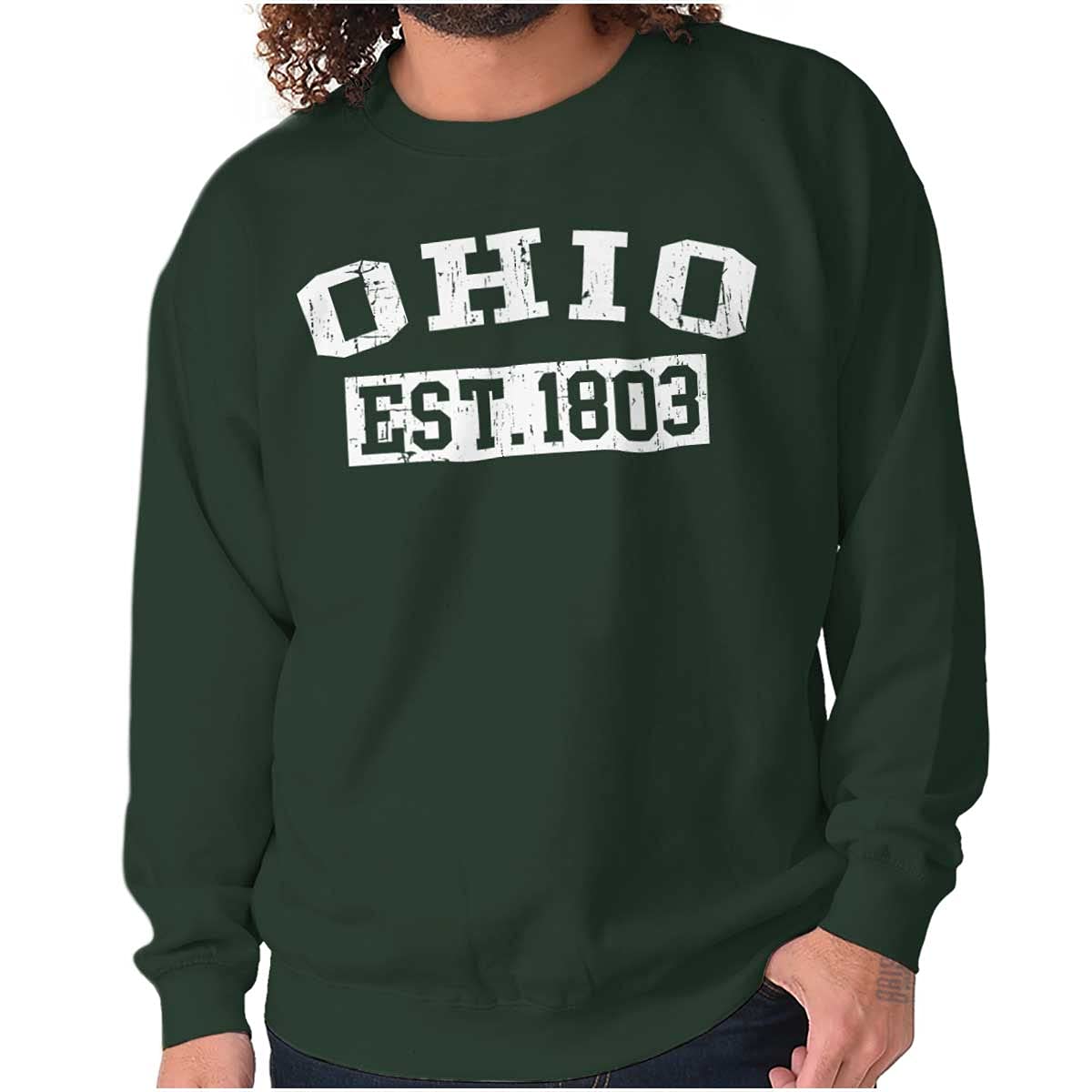 Vintage Ohio Distressed Established Sweatshirt - Unisex Pullover Hoodie for Men & Women - Soft Cotton Retro Graphic Sweater for Casual Wear & Street Style Fashion