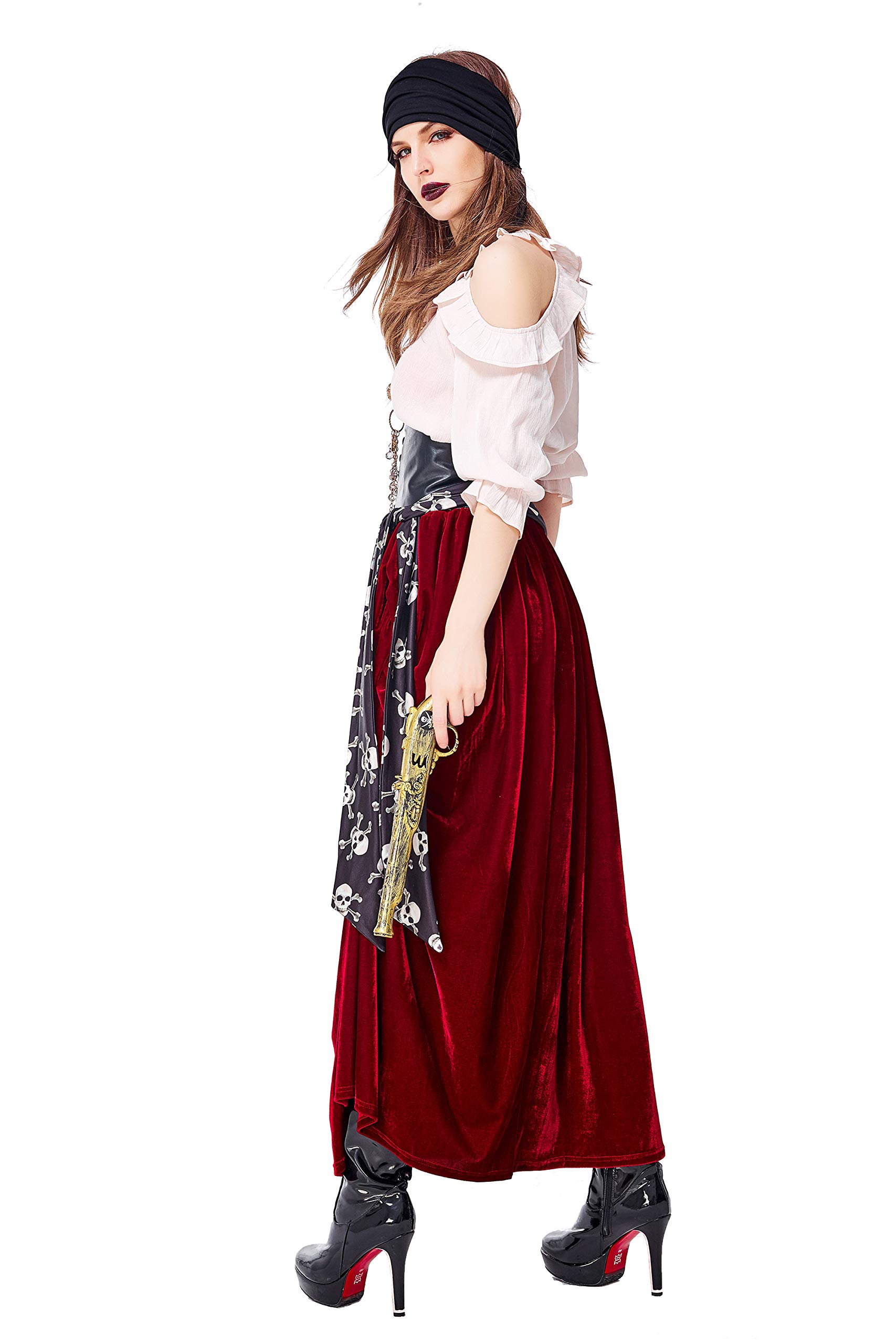 Women's Pirate Cosplay Costume - Halloween Costume, Masquerade Party Outfit, Fairy Tale Theater Performance Dress, Gypsy Style Costume for Themed Parties & Stage Shows