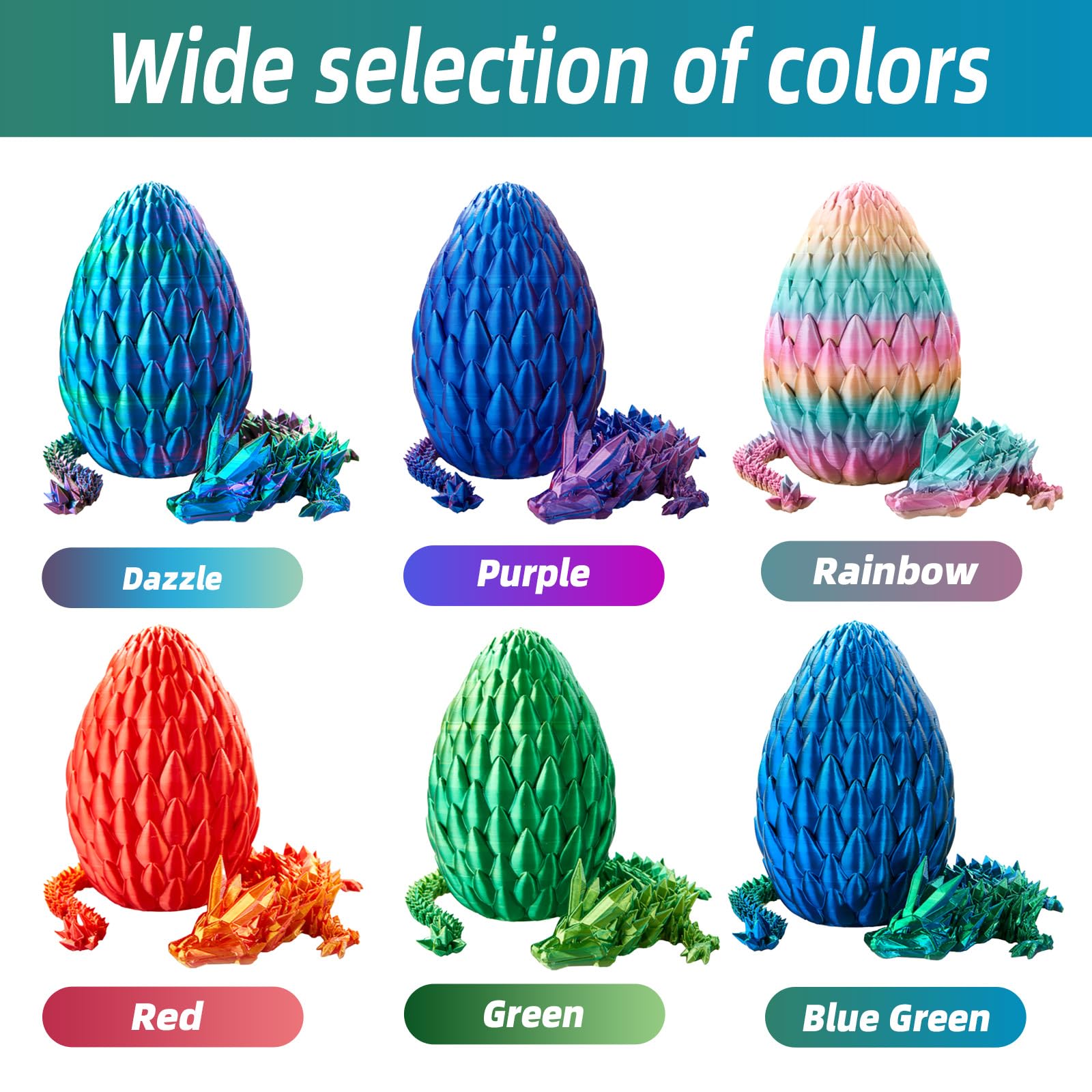 3D Printed Dragon Egg - 15 Inch Crystal Dragon Easter Egg, Fidget Toys for Kids & Adults, Unique Home Office Decor Gift for Christmas, Birthday - Perfect for Stress Relief, Party Favors, and Fantasy Collectibles