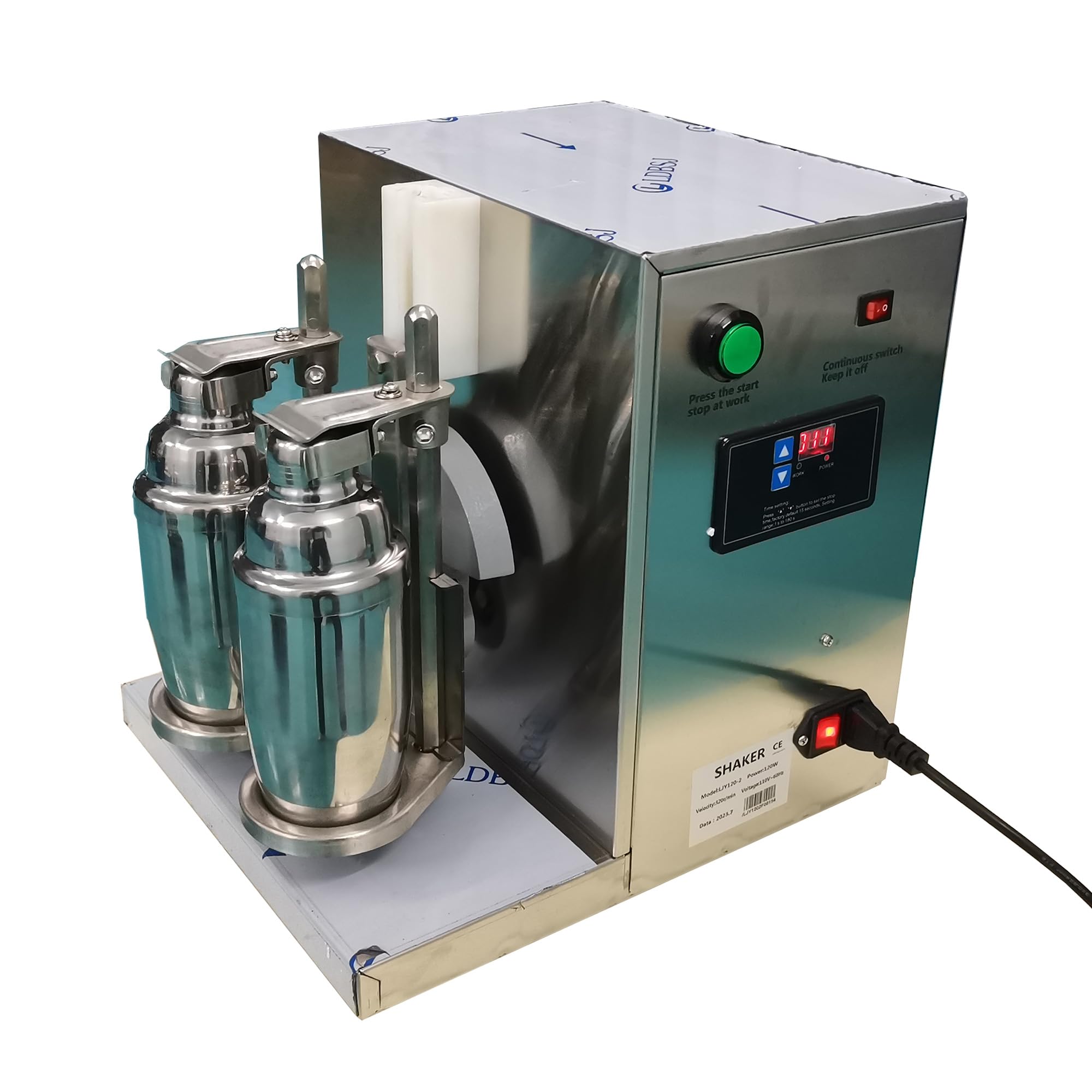 Yovtekc Stainless Steel Double Cup Bubble Tea Shaker Machine - Commercial Milk Tea Mixer, Beverage Shaker for Boba, Smoothies & Protein Drinks - Perfect for Tea Shops, Cafes & Home Use