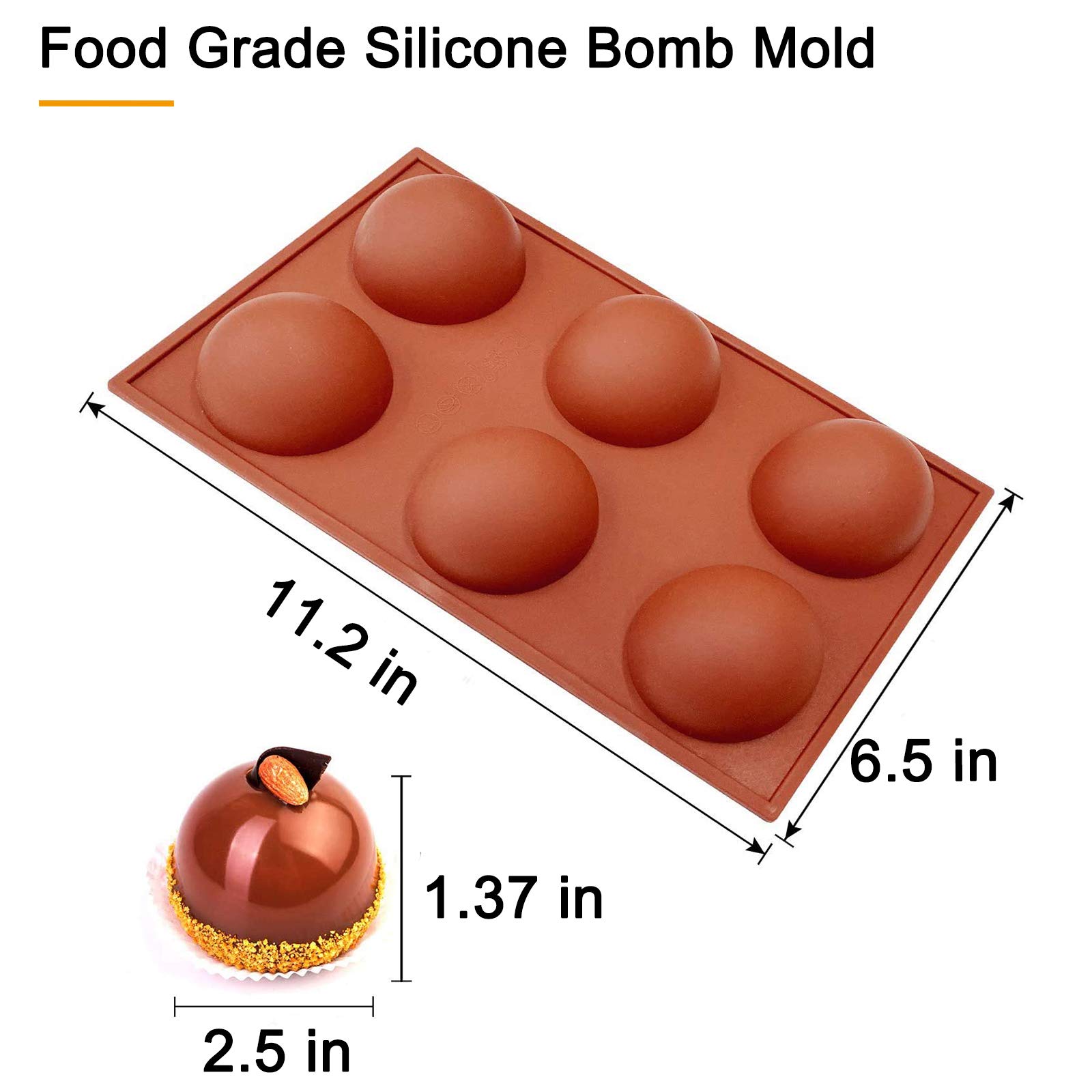 Premium Silicone Hot Chocolate Bomb Mold Set - 3 Large 2.5