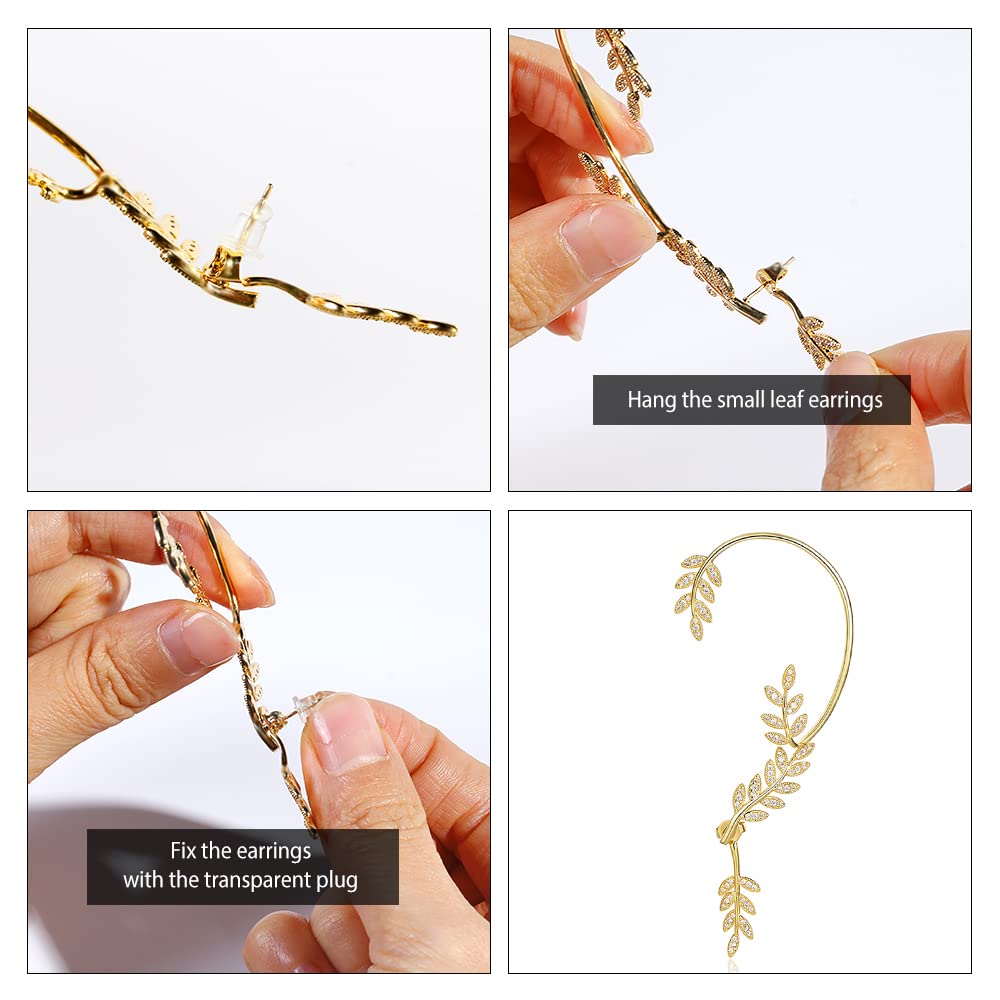 Vercret Gold Cuff Earrings for Women - Adjustable Cartilage Ear Cuff with CZ Stones, No Piercing Wrap Around Ear Clip - Perfect for Parties, Weddings & Everyday Wear