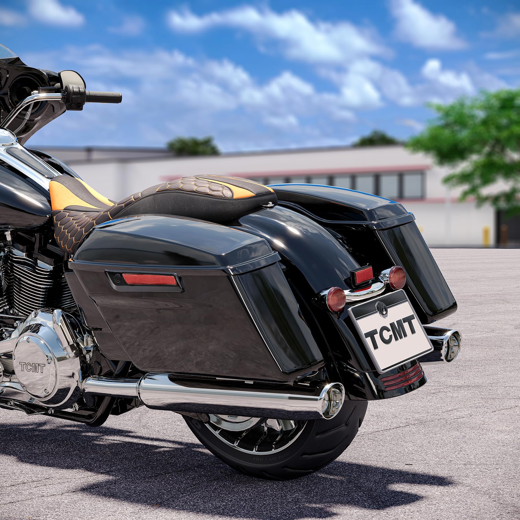 Premium TCMT Hard Saddlebags for Harley Touring (2014-2023) - Waterproof Motorcycle Luggage with Black Latch Lid, Key Lock & Carpet Liner - Compatible with Street Glide, Road Glide, Road King, Electra Glide Ultra Limited FLHR FLHX - Perfect for Long-Distance Rides and Road Trips