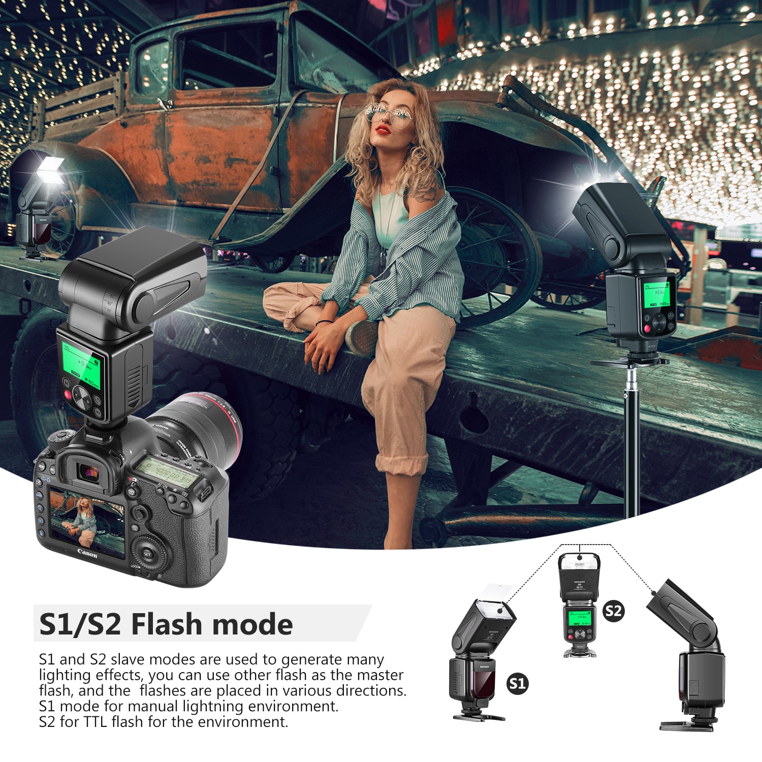 NEEWER NW670 TTL Speedlite Flash for Canon DSLR Cameras - Professional Photography Lighting for Portraits, Weddings & Events