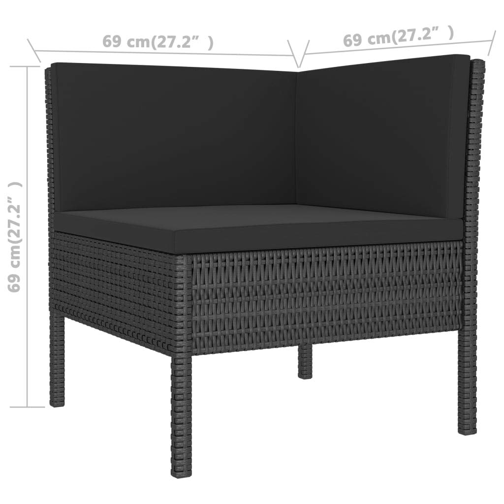 9-Piece Black Poly Rattan Outdoor Patio Furniture Set with Sofa, Coffee Table & Cushions - Durable Garden Lounge Conversation Set for Backyard, Poolside & Deck Relaxation