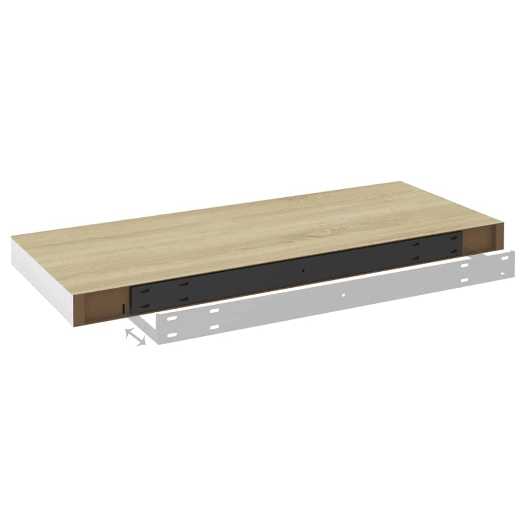 Floating Shelves Wall Mount - Set of 4 Oak & White MDF Shelves 23.6x9.3x1.5 Inches - Multi-Functional Display & Storage Shelves for Bedroom, Living Room, Bathroom, Kitchen, Office - Perfect for Books, Decor, Plants & Organizing Small Items