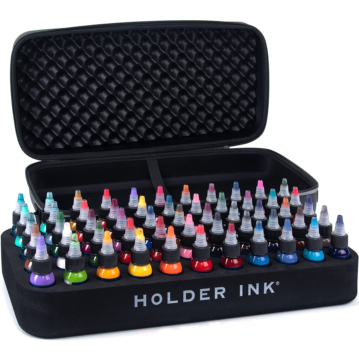 Holder Ink® Tattoo Ink Travel Case - Portable Organizer for 1oz Bottles (Holds 55 Ink Bottles) | Perfect for Tattoo Artists On-The-Go & Studio Organization