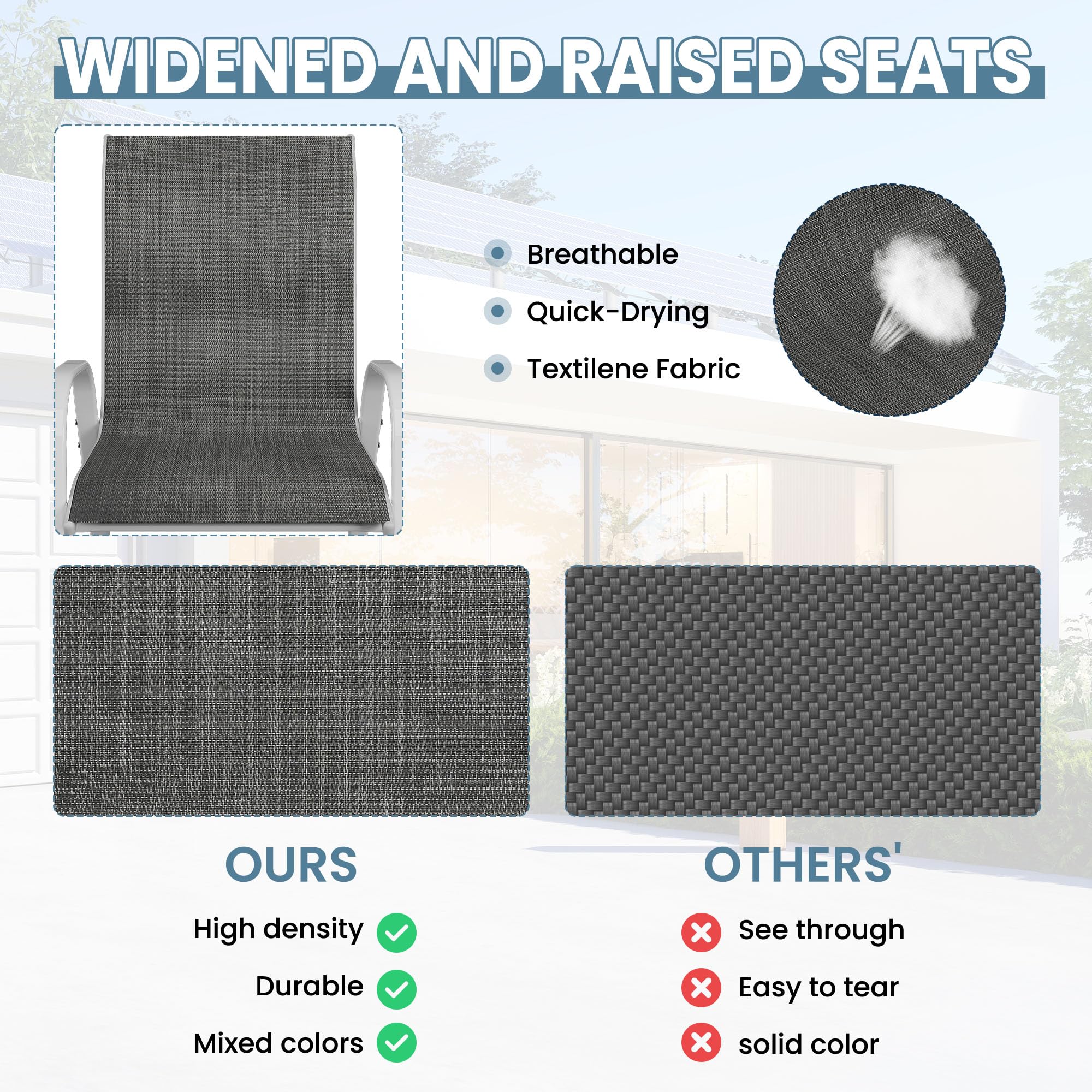 **Amopatio 4-Piece Stackable Patio Chairs Set – All-Weather Outdoor Dining Chairs, Breathable & Comfortable Silver Garden Furniture for Backyard, Deck, Poolside – Dark Grey**    *(Perfect for outdoor dining, BBQs, poolside relaxation, and garden gatherings)*