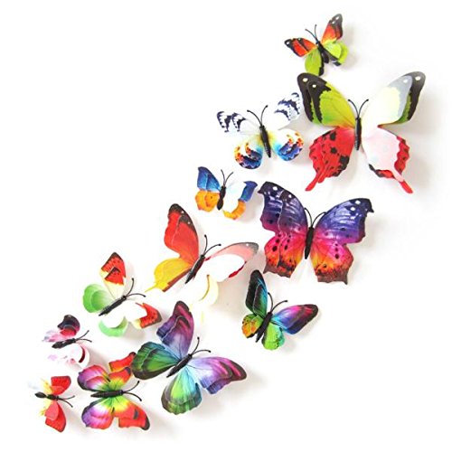 12Pcs Butterfly Window Stickers - Decorative Pin Curtain for Home Decor, Kids Room, Nursery & Living Room - Self-Adhesive Vinyl Clings for Glass Doors & Windows