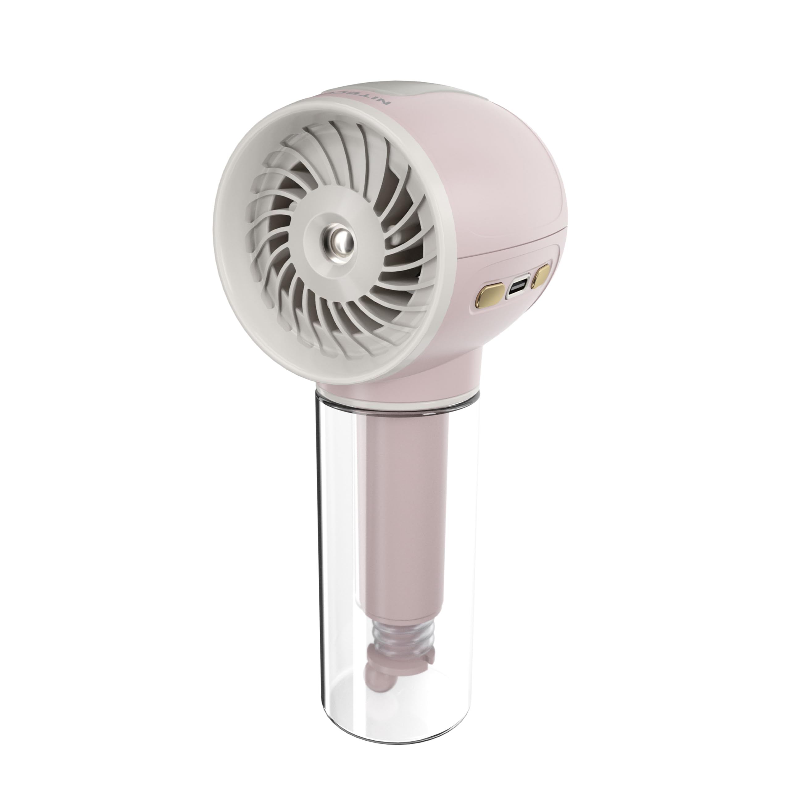 Nitecore izzCool 10 Pro Portable Air Humidifier & Misting Fan - 4000mAh USB Rechargeable, Desktop & Handheld Cooling Fan with Water Spray Mist - Perfect for Home, Office, Travel & Outdoor Use (Pink)