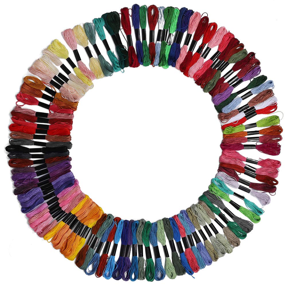 100 Skeins Embroidery Floss Cross Stitch Thread - Polyester Cotton Blend for DIY Crafts, Sewing & Needlework - Perfect for Cross Stitch Kits, Hand Embroidery, Scrapbooking & Fabric Art Projects