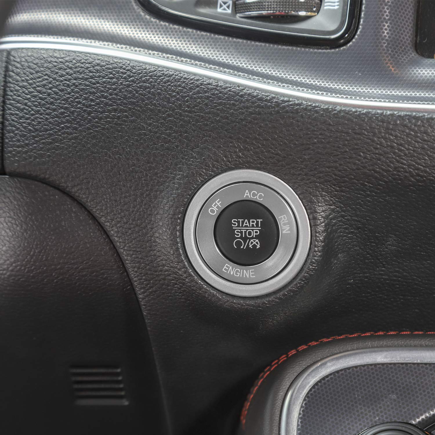 Keptrim Engine Start Stop Trim for 2010-2021 Dodge Challenger & Charger - Silver Aluminum Alloy Accessory (1pc) - Perfect for Car Interior Upgrade & Customization