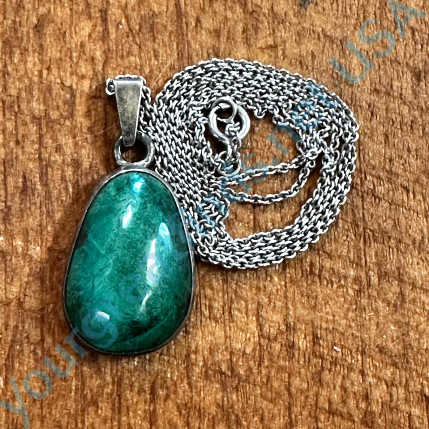 Sterling Silver Chrysocolla Pendant Necklace with Chain - Elegant Gemstone Jewelry for Women, Gift for Her, Perfect for Everyday Wear & Special Occasions