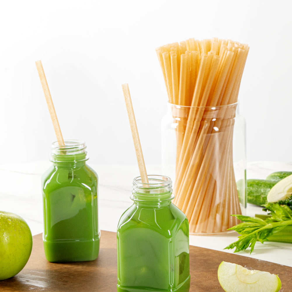 Eco-Friendly Compostable PLA Plastic & Sugarcane Straws - 8 1/4 Inch Biodegradable Drinking Straws (2000 Count) - Perfect for Parties, Restaurants & Sustainable Living