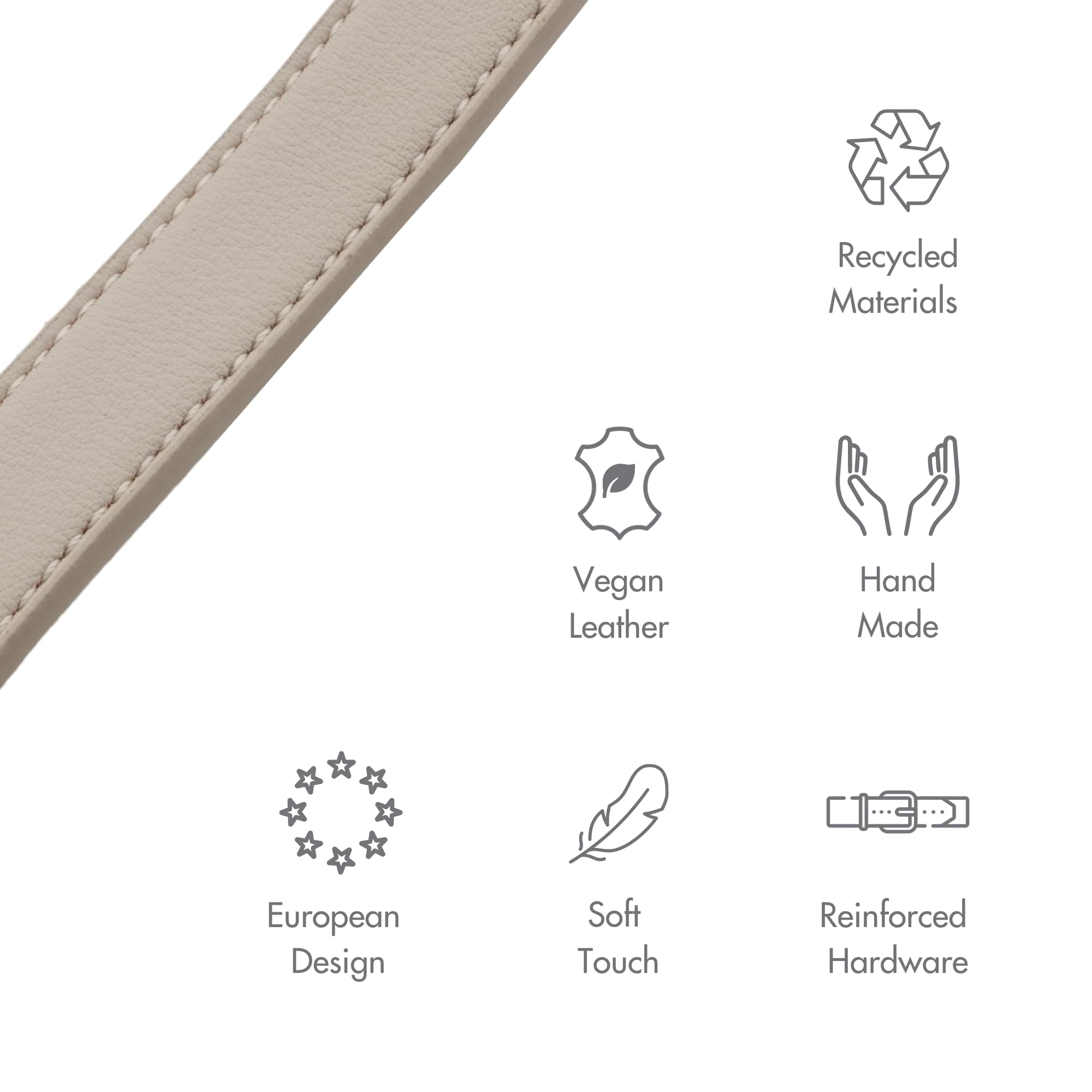 Vegan Soft Leather Dog Collar - Handmade Adjustable Padded Round Collar for Small, Medium & Large Dogs | Beige | Comfortable & Durable Pet Accessory for Daily Walks, Training & Outdoor Adventures