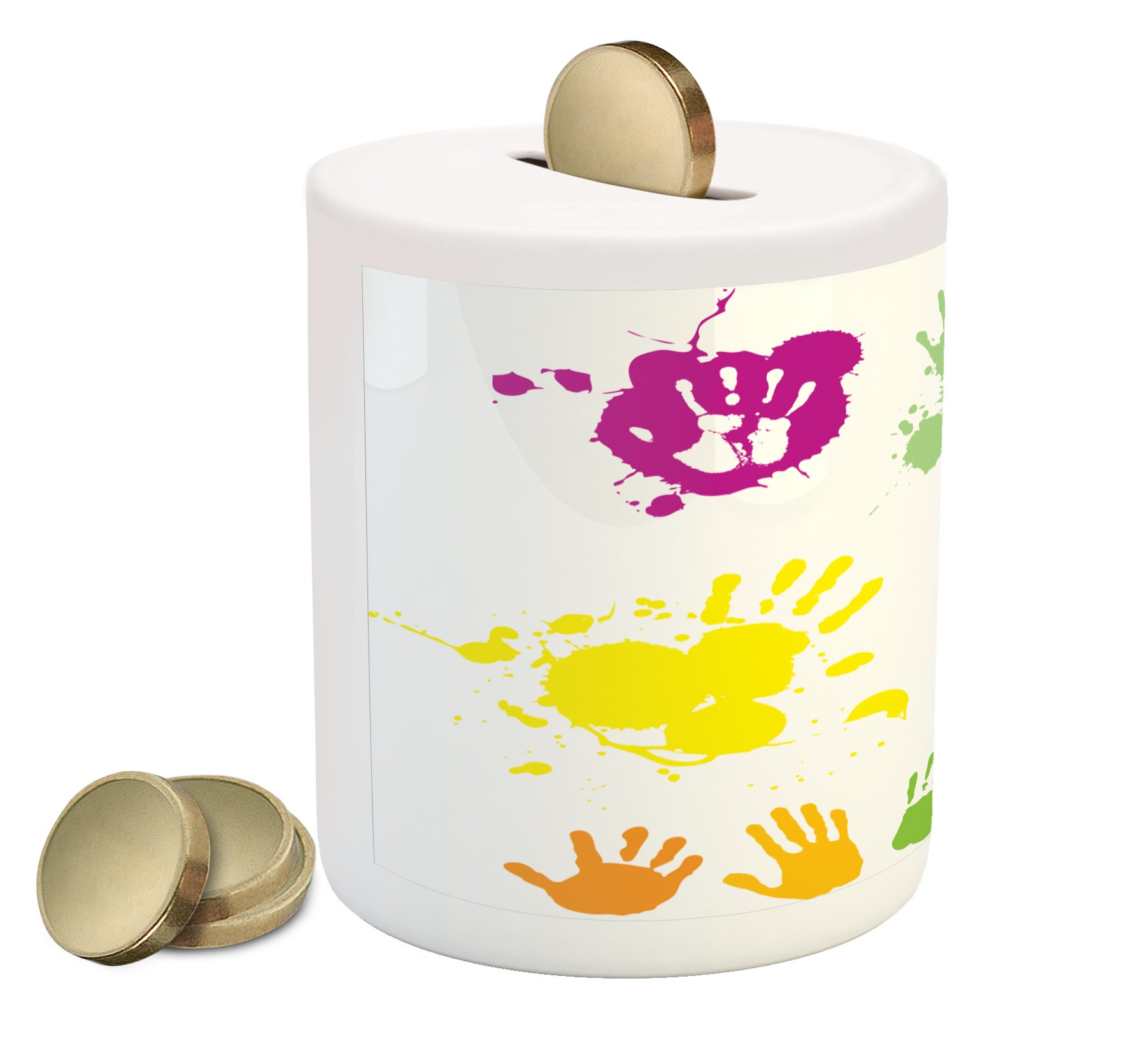 Ambesonne Graffiti Piggy Bank - Colorful Ceramic Money Box with Street Art Design for Teens | Perfect for Cash Savings, Birthday Gifts & Room Decor | Fun & Functional Piggy Bank for Kids, Teens & Young Adults