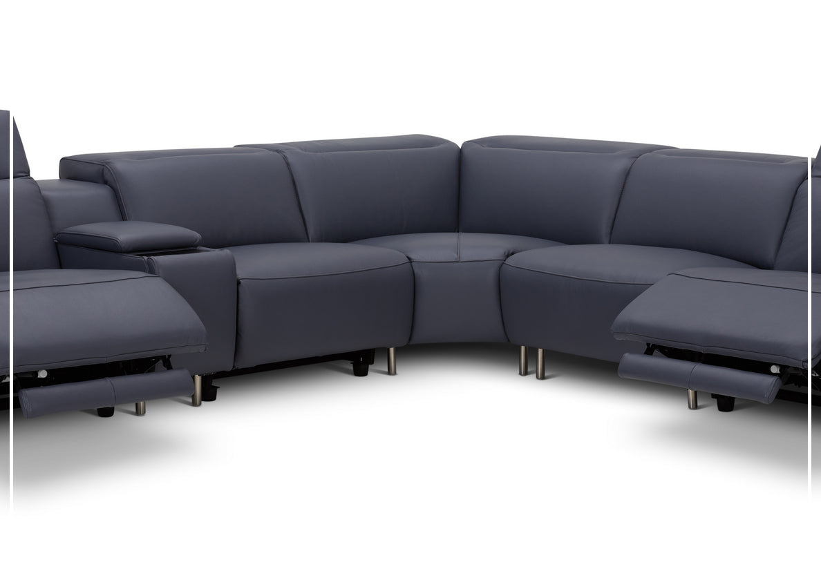 Gio Italia Picasso 6-Piece Motion Recliner Sectional Sofa Set with Power Recline & Cup Holders - Modern L-Shaped Living Room Furniture for Home Theater & Family Gatherings