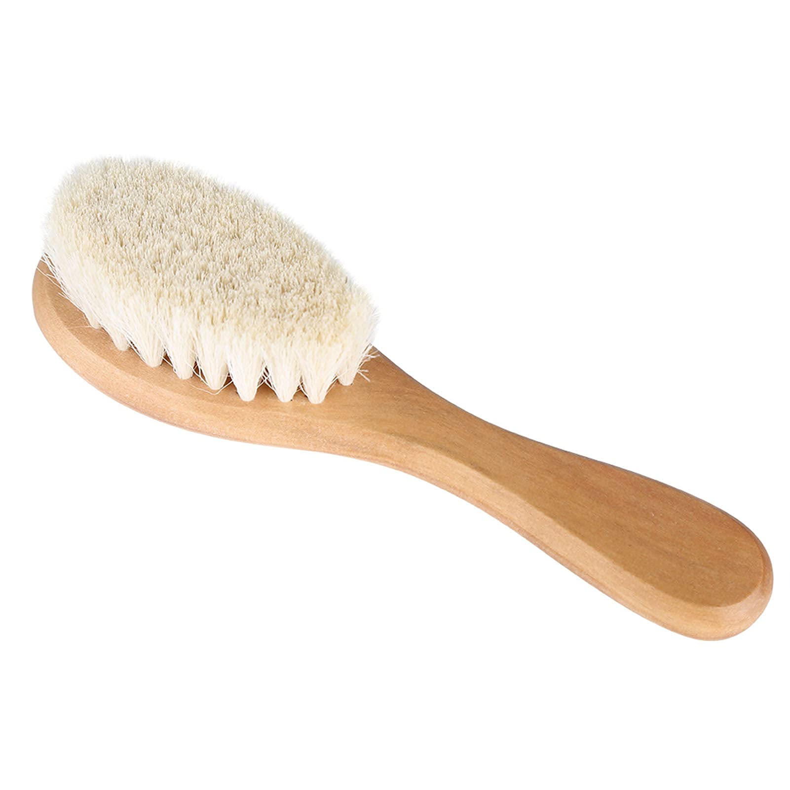 Soft Goat Bristle Baby Hair Brush with Natural Wooden Handle - Gentle Infant Scalp Massage & Grooming Comb for Newborns & Toddlers - Perfect for Daily Hair Care & Relaxing Bedtime Routine