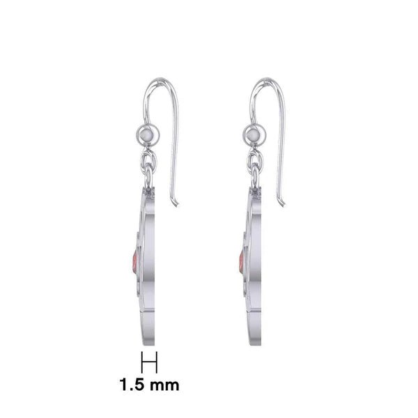 Celtic Trinity Heart Sterling Silver Earrings with Inlaid Recovery Symbol - Elegant Irish Jewelry for Women, Gift for Her - Perfect for Weddings, Anniversaries & Spiritual Healing
